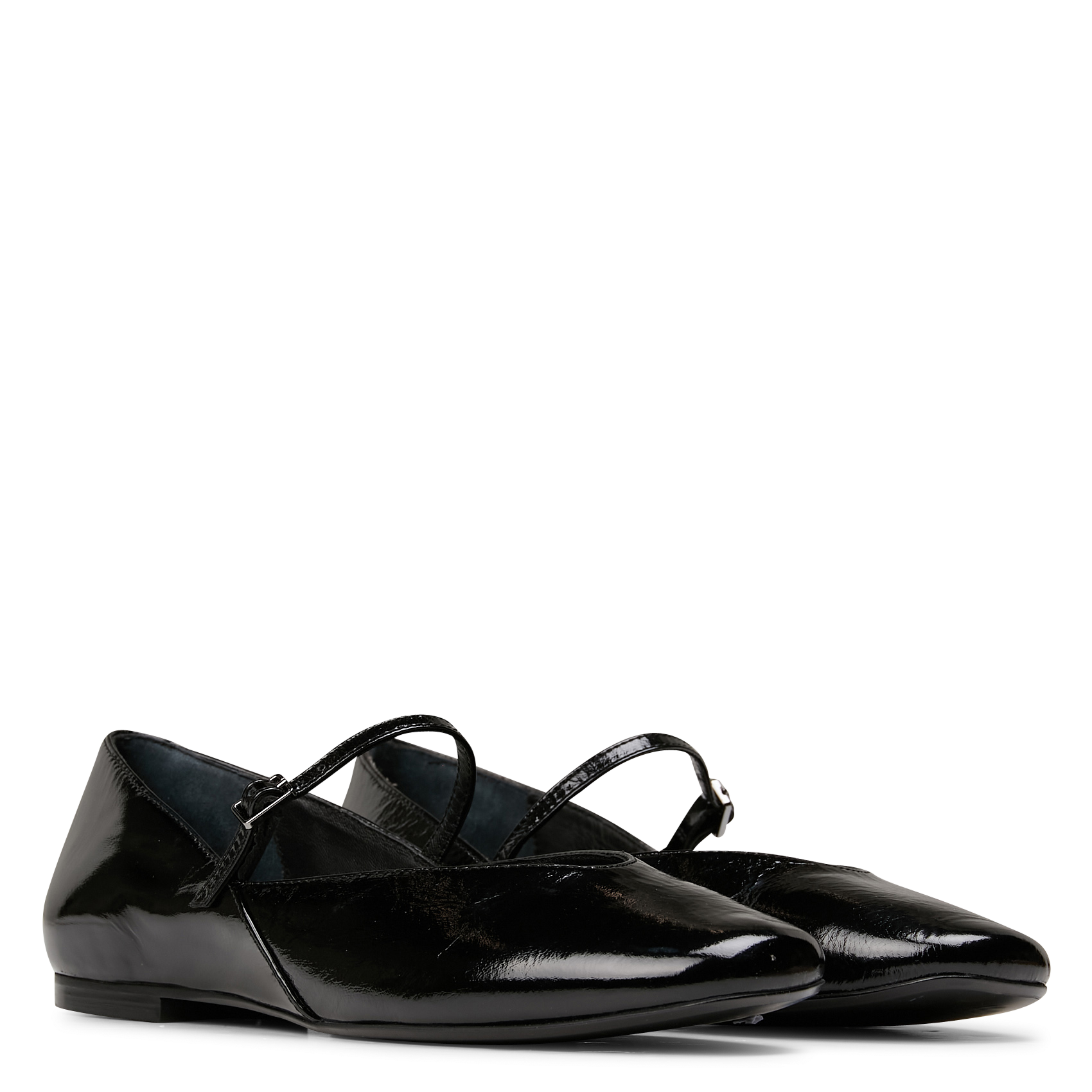 Ballet flats with patent leather strap Black