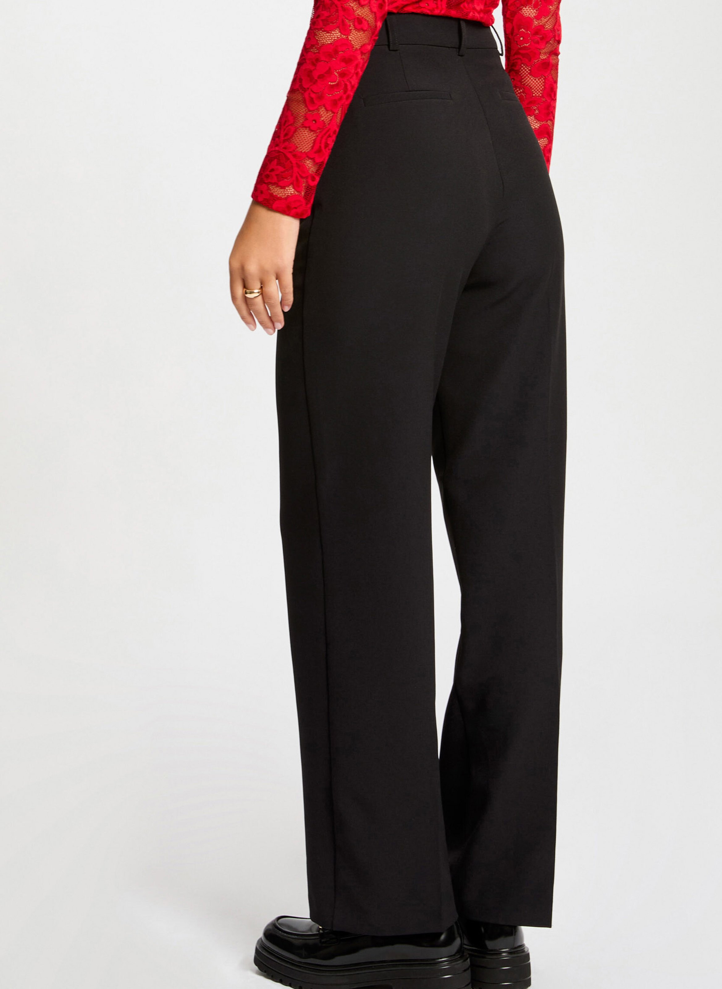 Rechte bandplooibroek MORGAN Zwart