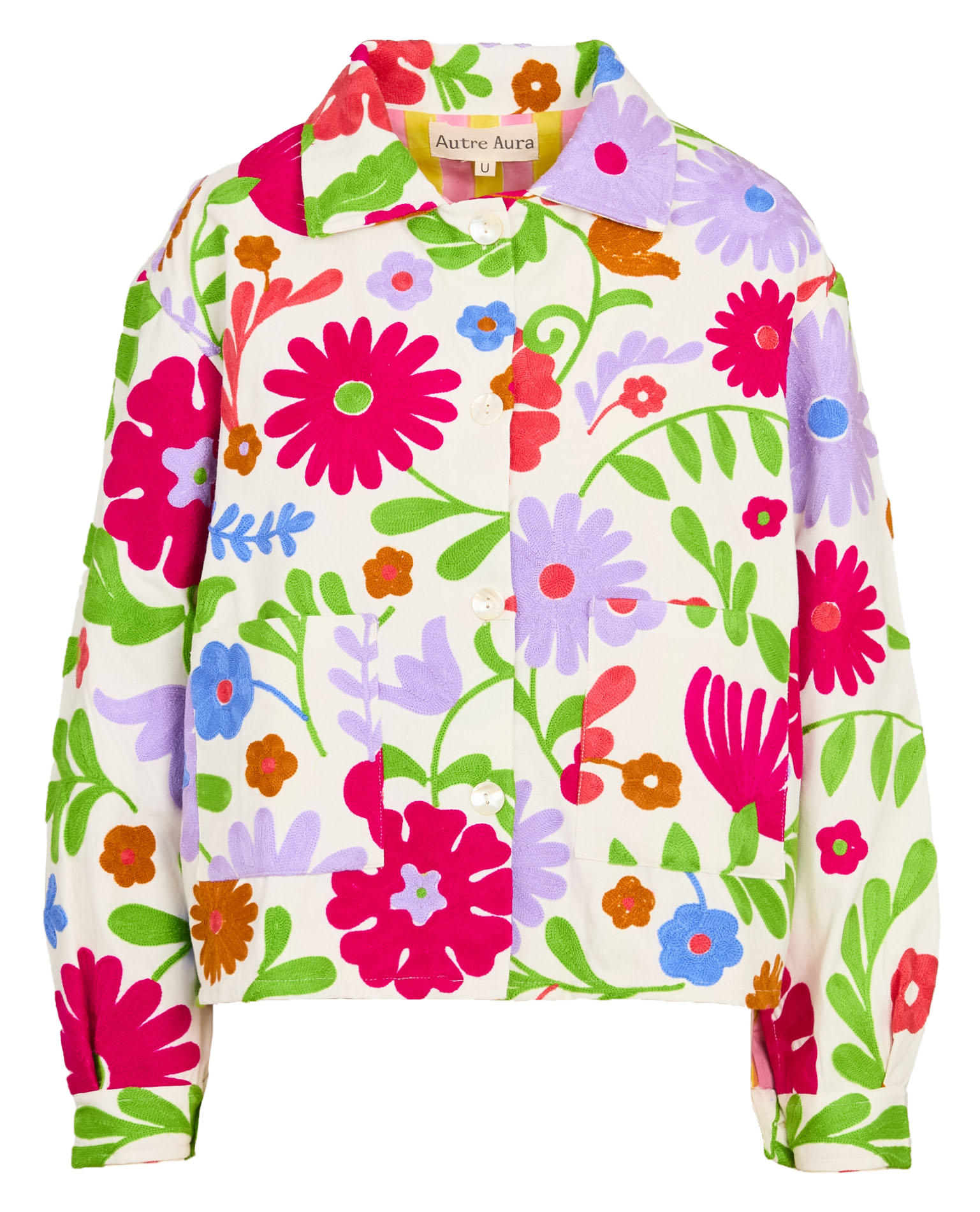 Veste col classique en coton Multicolore