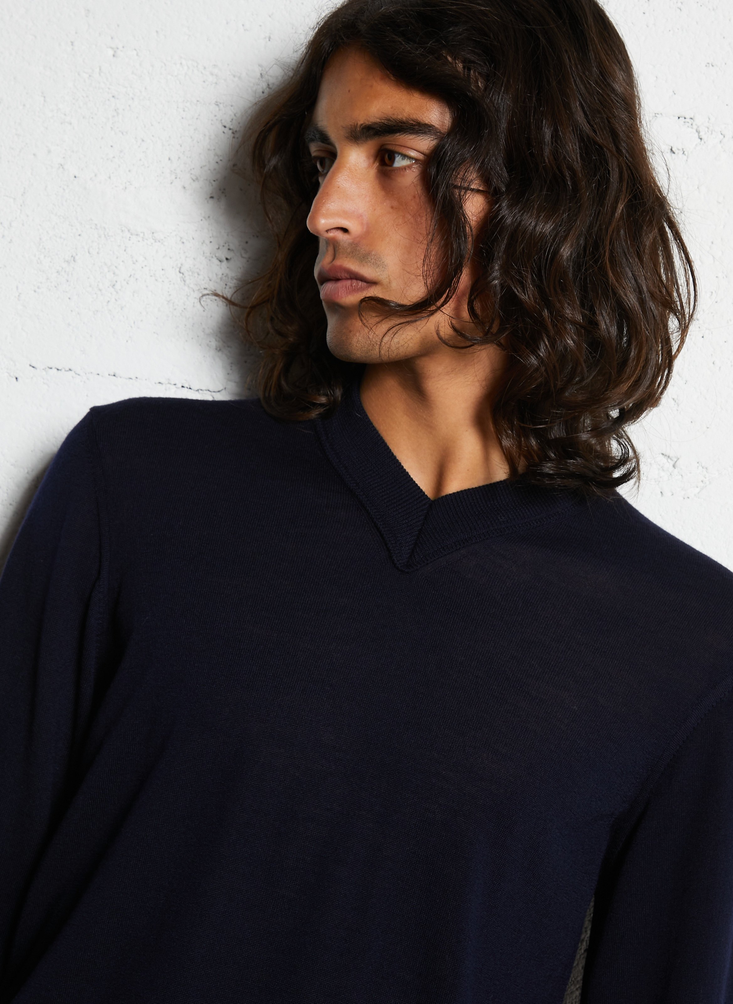 Blossom V-neck wool sweater IKKS Blue