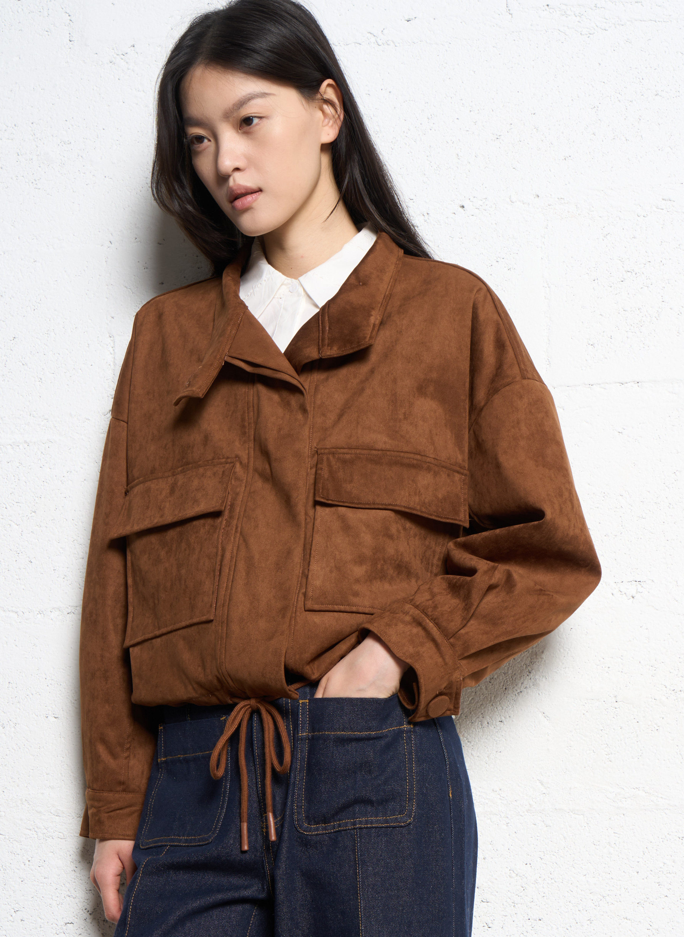 Oversize-Jacke mit Stehkragen SUNCOO Braun