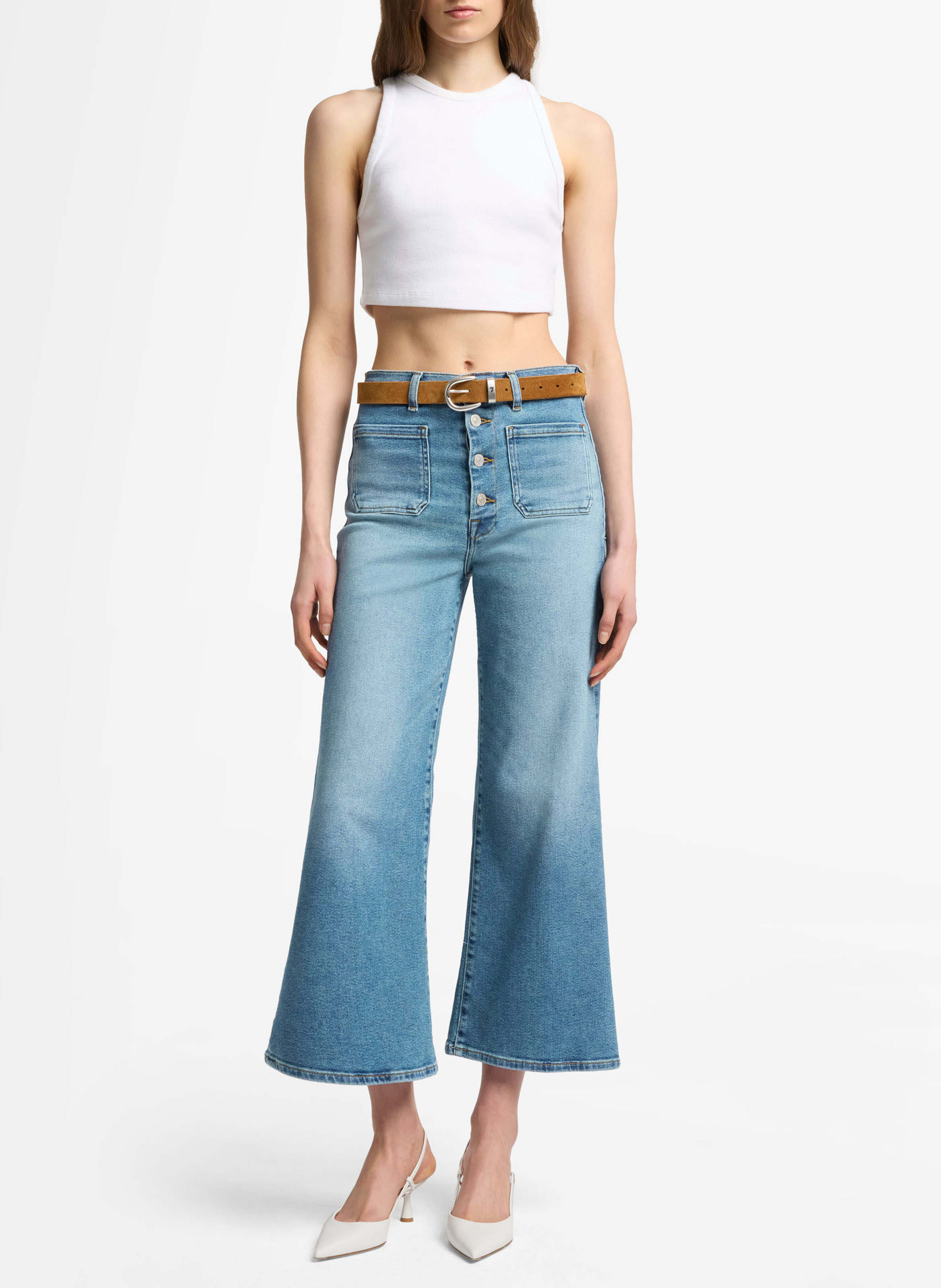 Bootcut broek met hoge taille 7 FOR ALL MANKIND Zwart