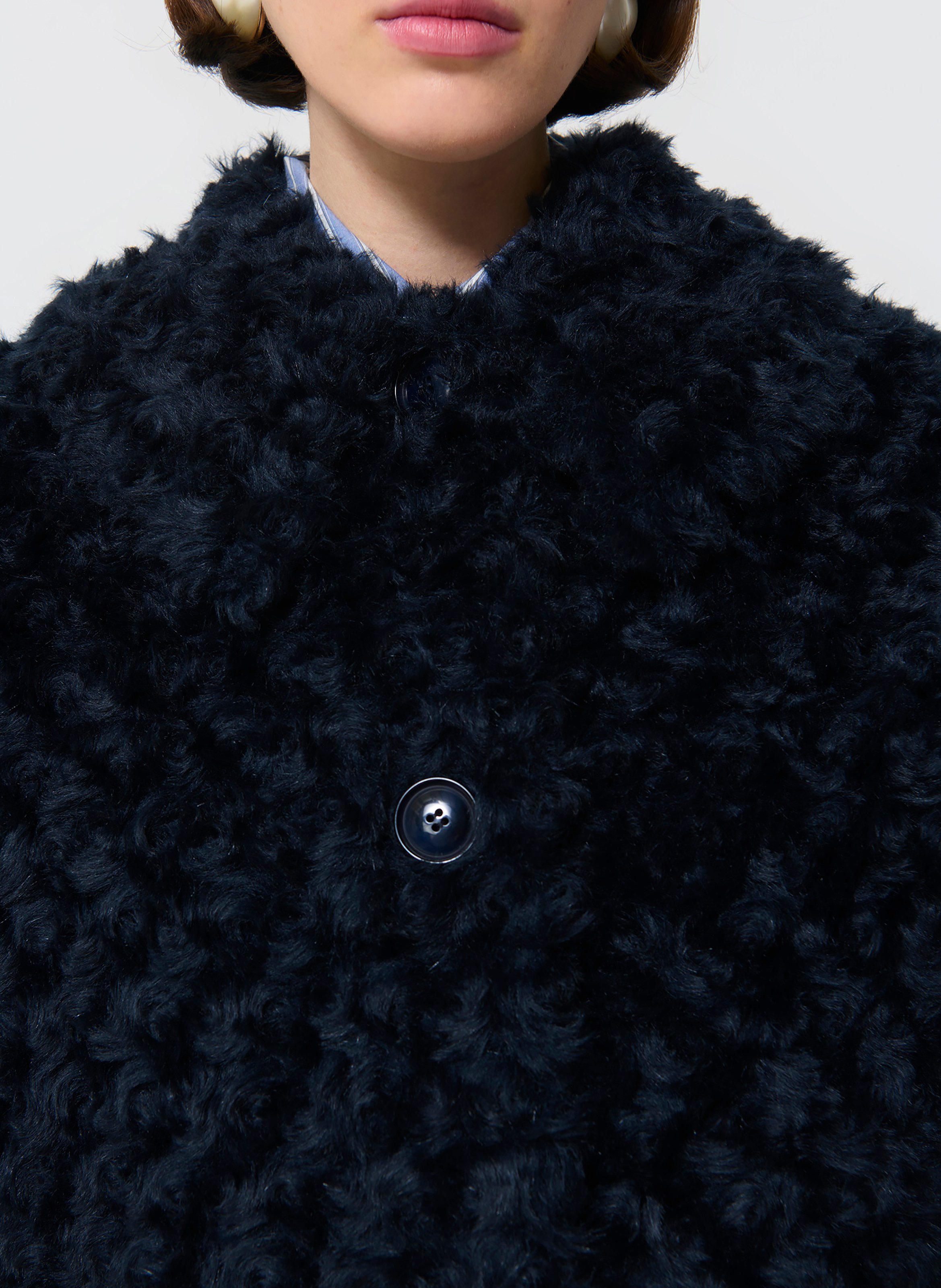 Faux fur coat with classic collar TARA JARMON Blue