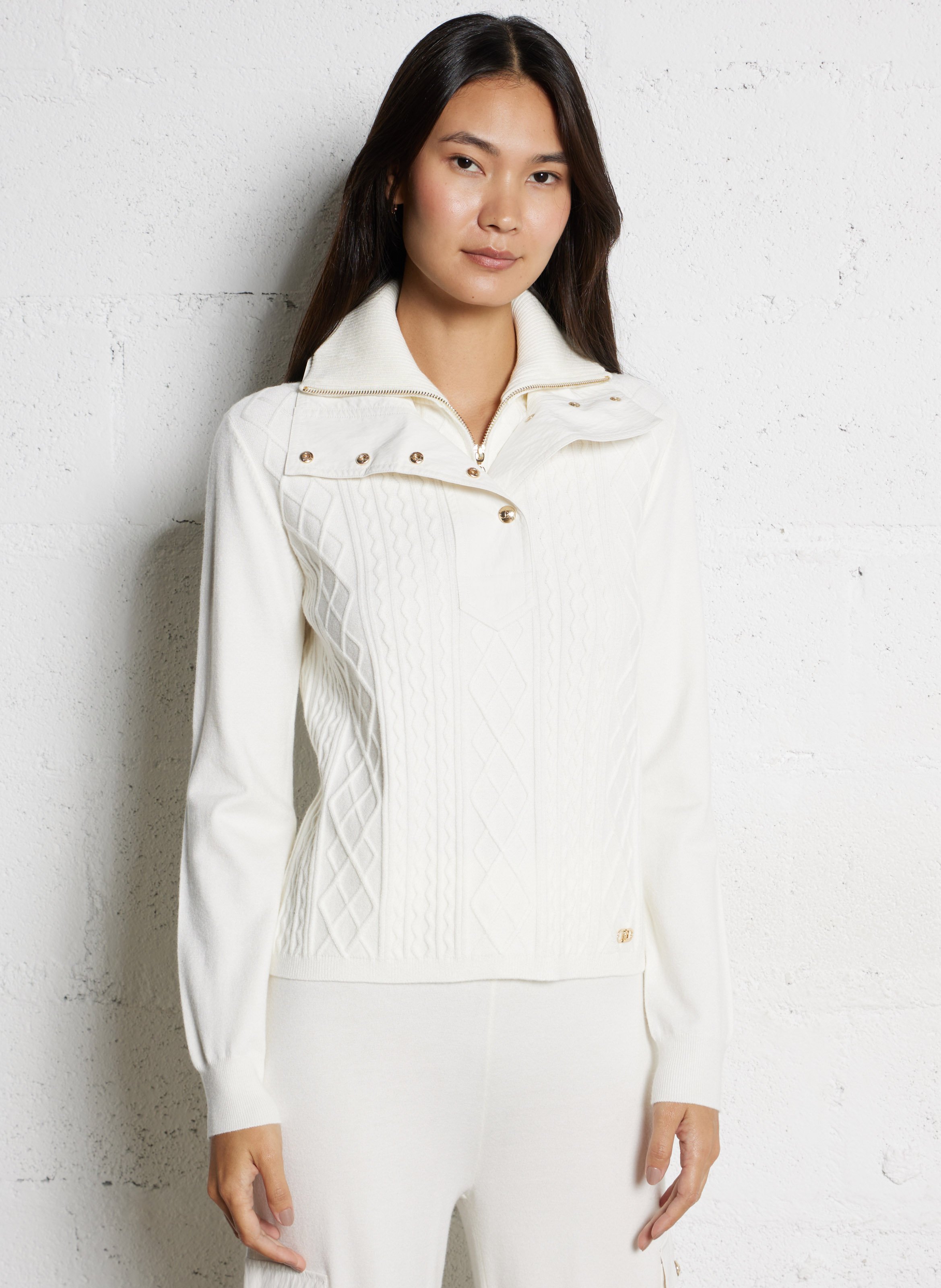 Top van tricot met ronde hals - viscoseblend LIU JO Beige