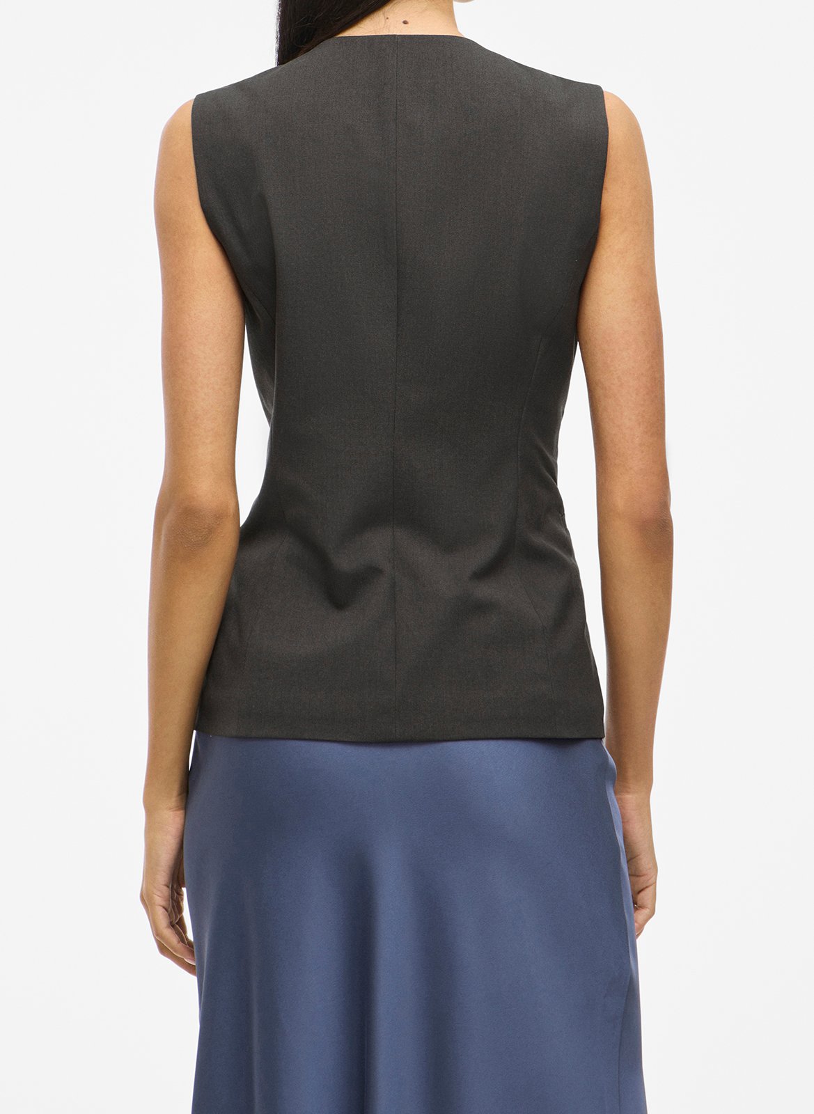 Gilet tailleur boutonné uni VILA Gris