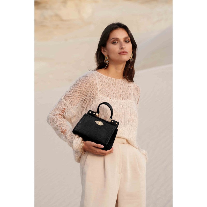 Handbag - cowhide leather POURCHET Black