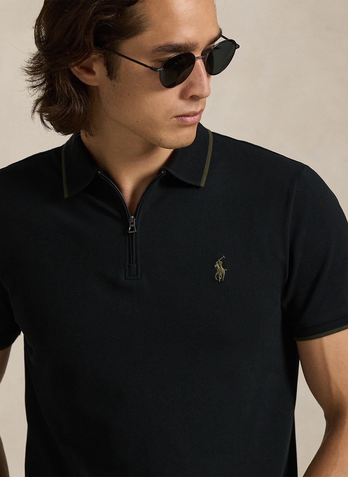 Polo slim en coton mélangé POLO RALPH LAUREN Noir