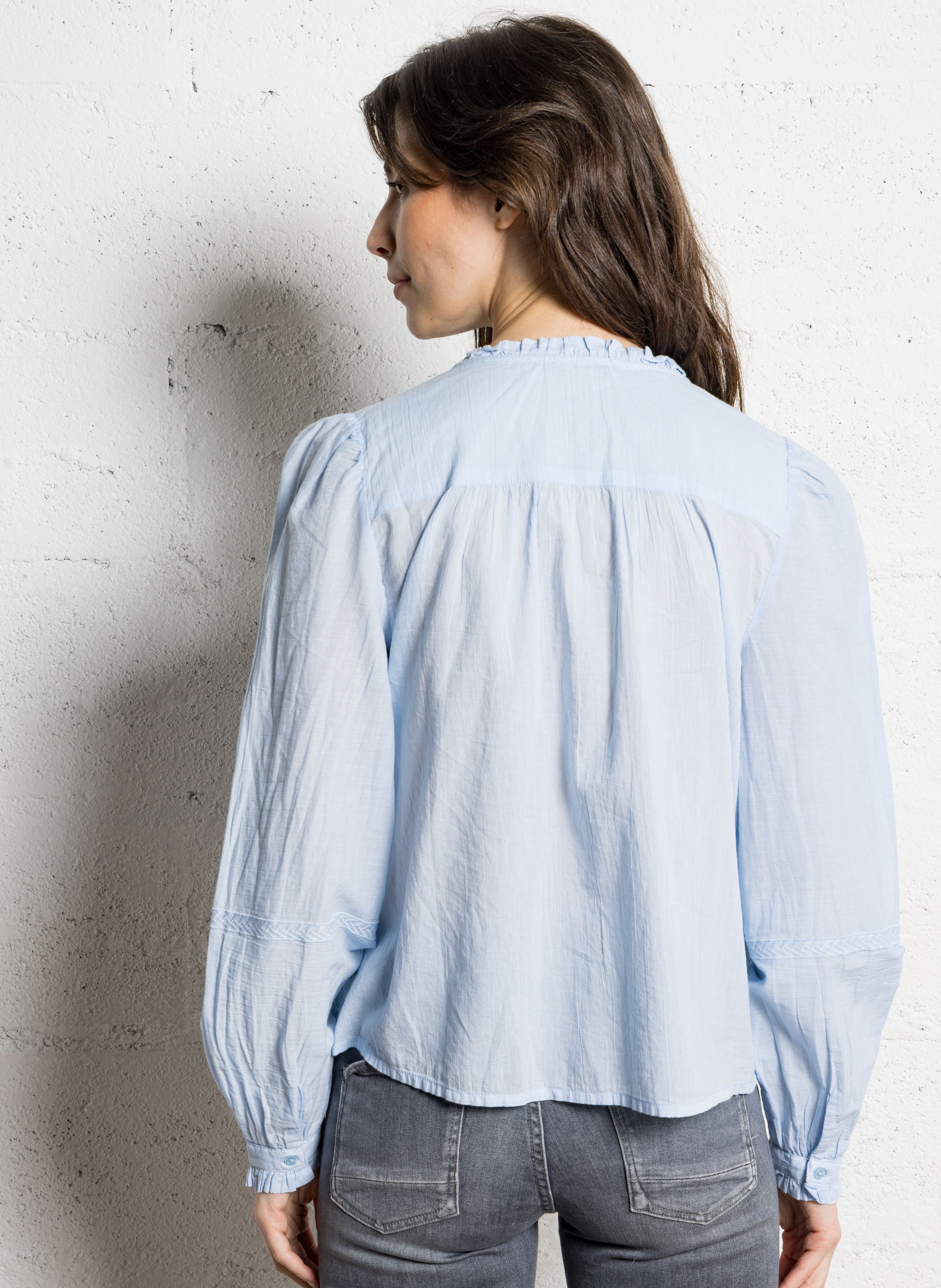 Chemise col V en coton LA PETITE ETOILE Bleu