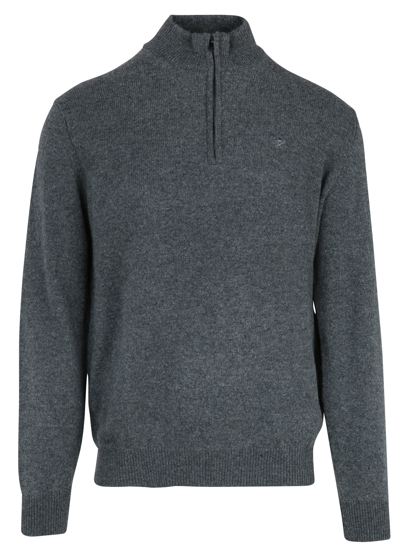 Gerade geschnittener Wollpullover mit Stehkragen und Reißverschluss HACKETT Grau