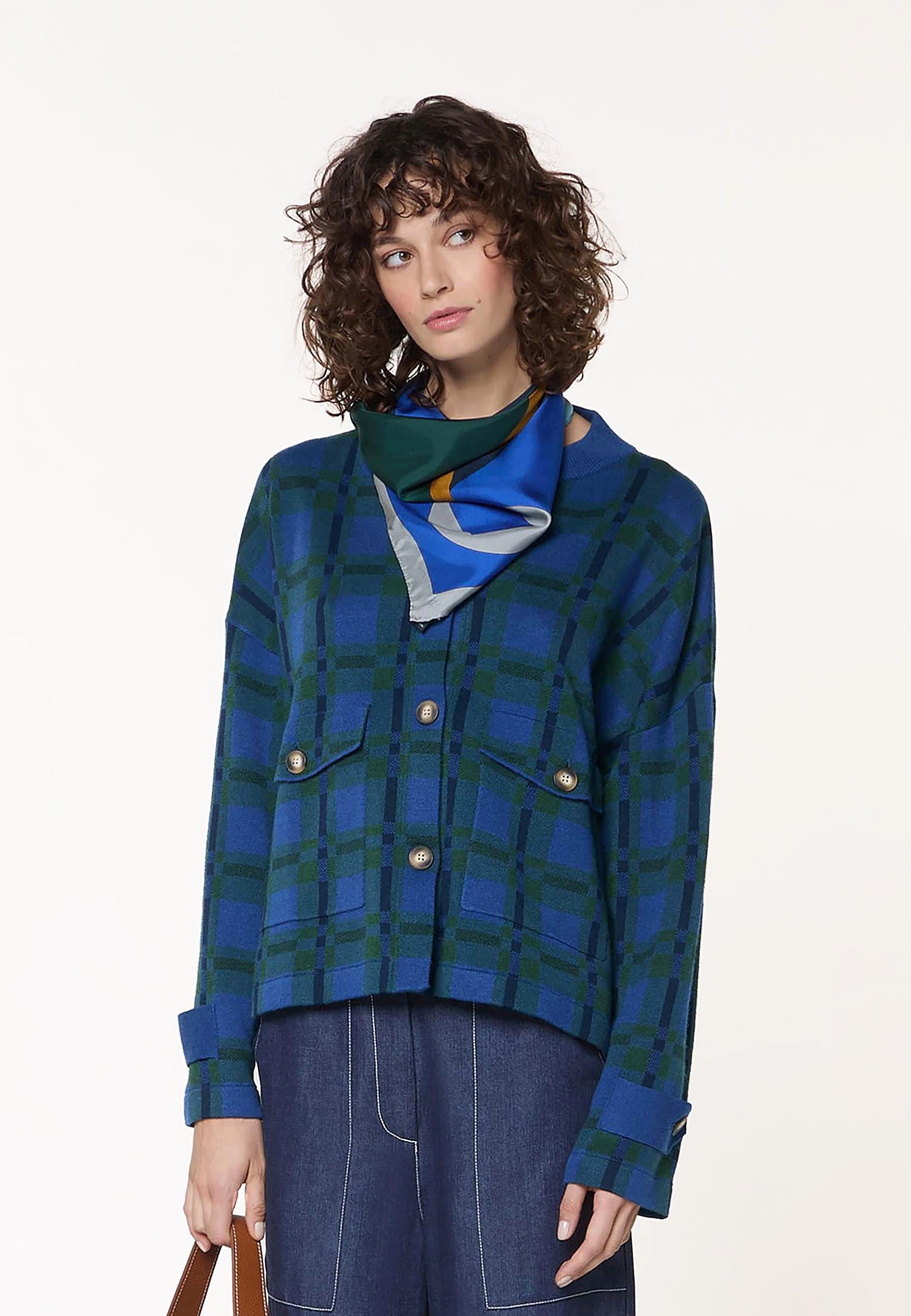 Checked knit jacket RODIER Blue