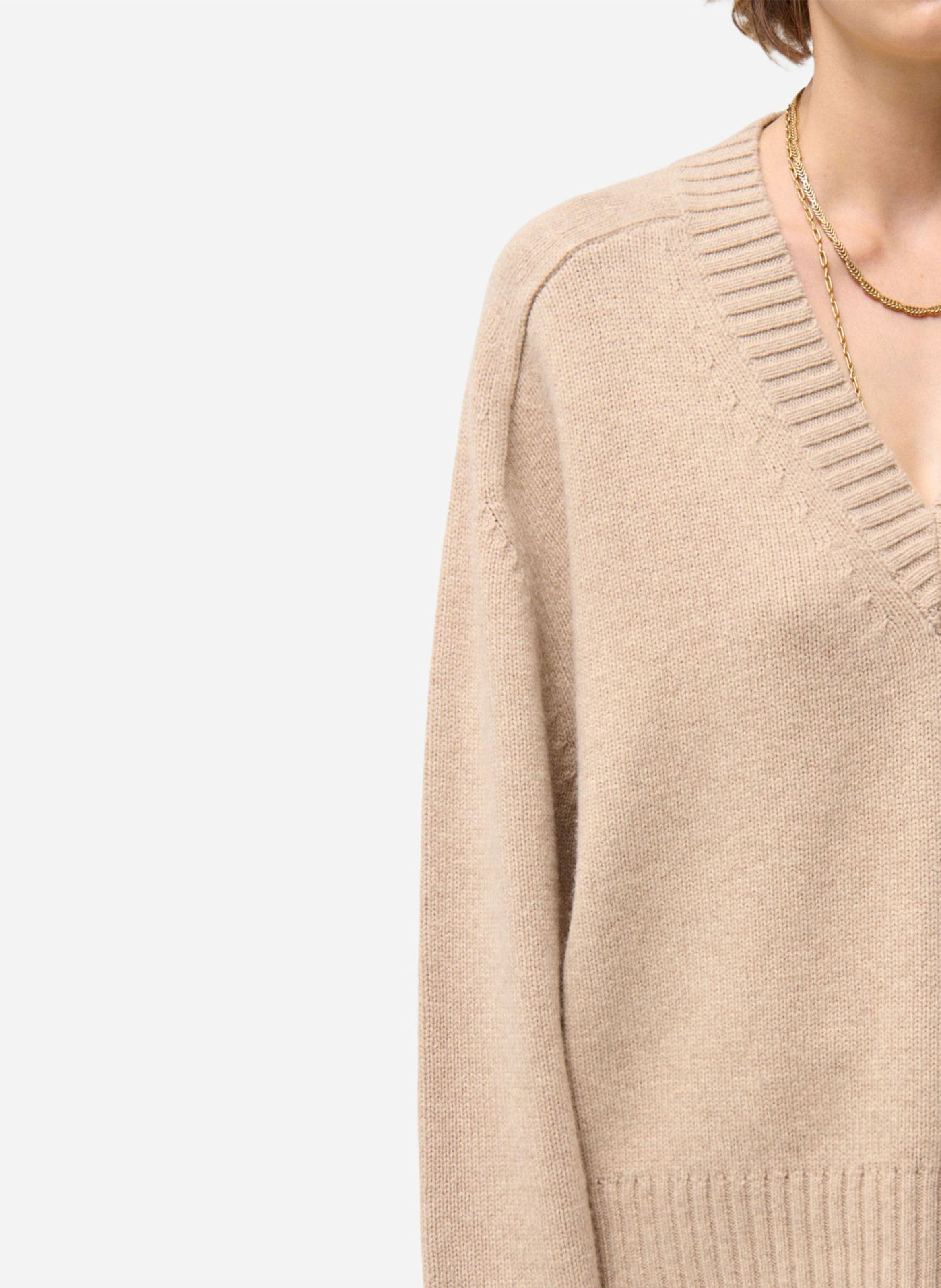 Pull col V e laine VANESSA BRUNO Beige