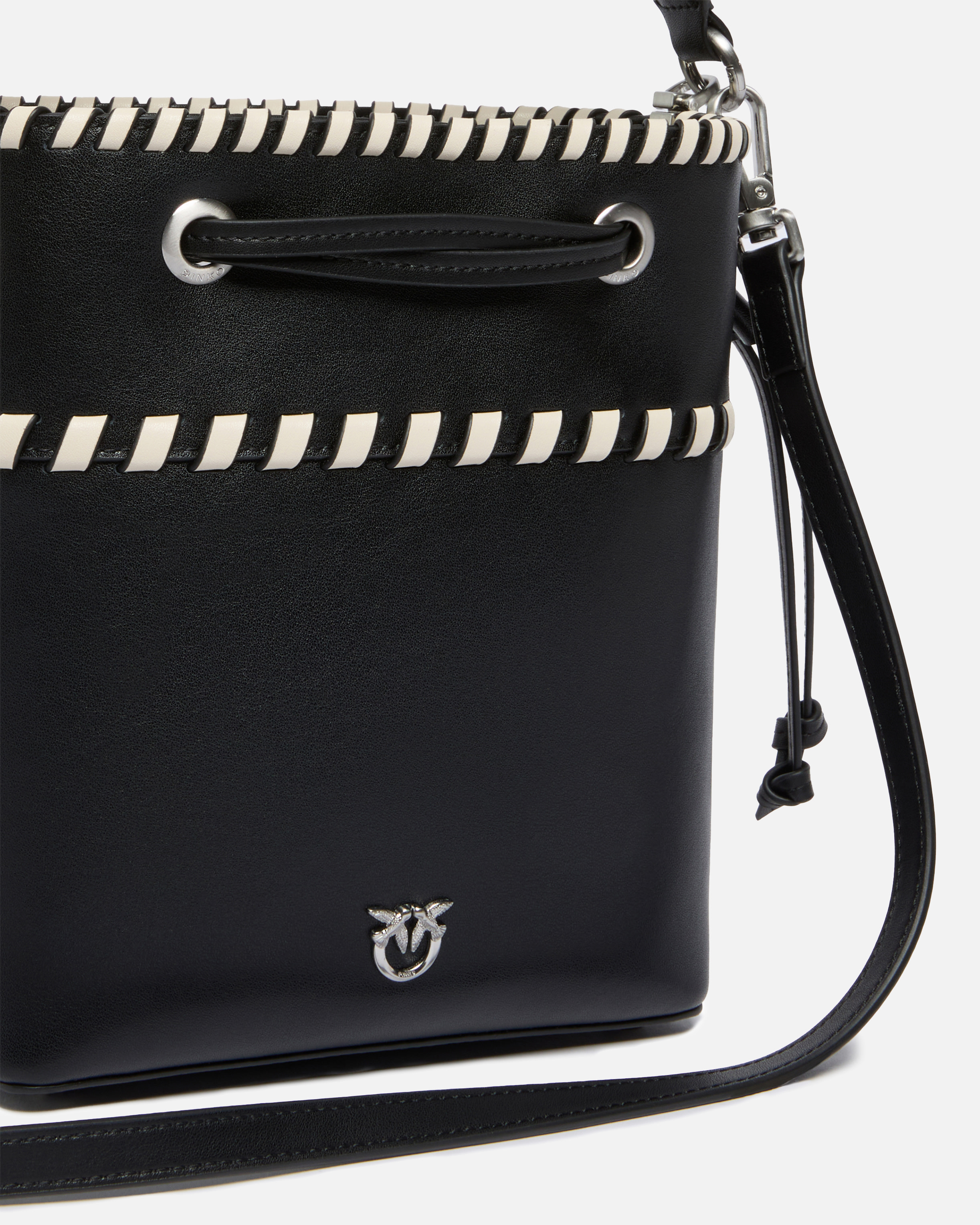 Small leather bucket bag with stitching PINKO Black