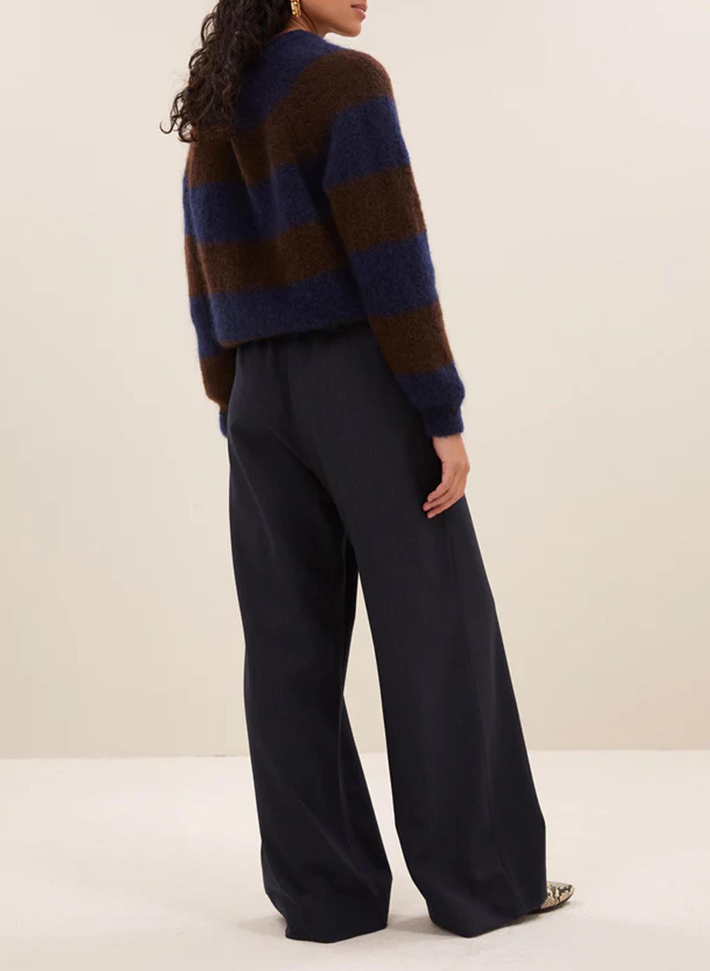 Rechte cardigan met ronde hals in gemengde mohair BY BAR Bruin