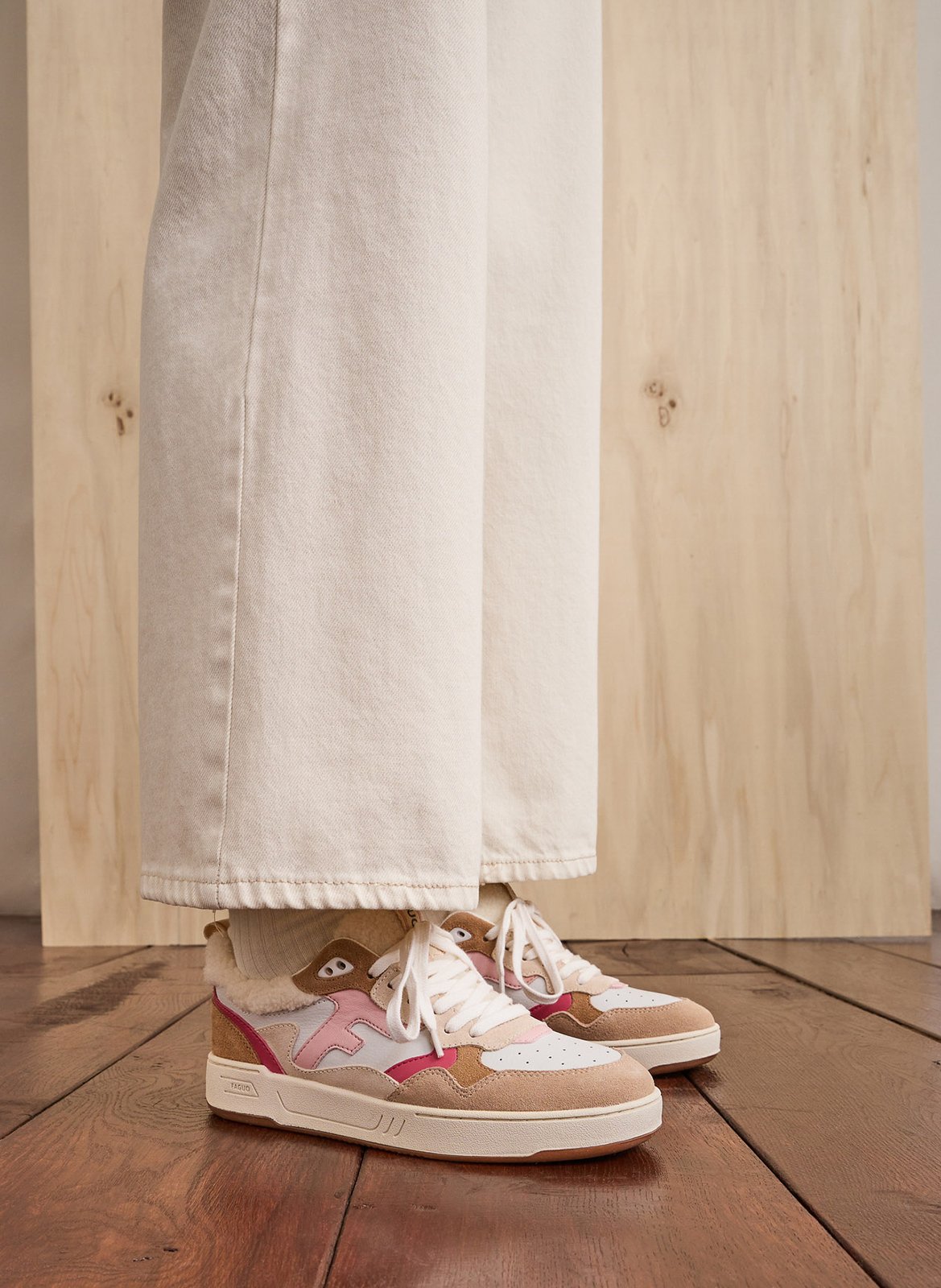 Niedrige Sneaker aus Leder-Mix FAGUO Weiss