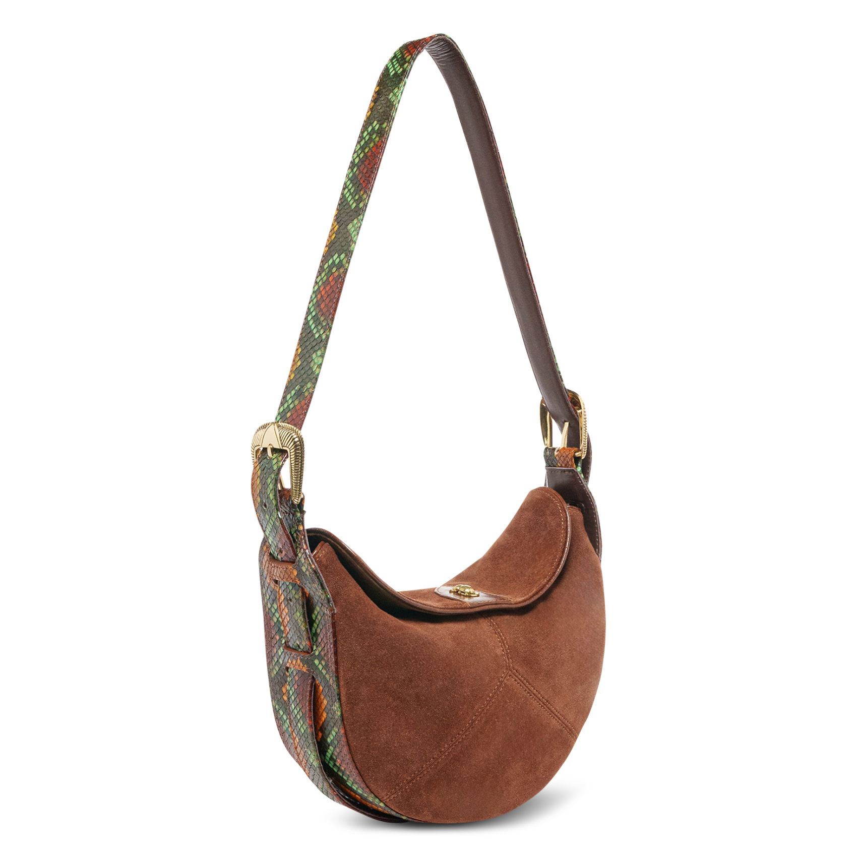 Sac besace en cuir velours mélangé CLARIS VIROT Marron