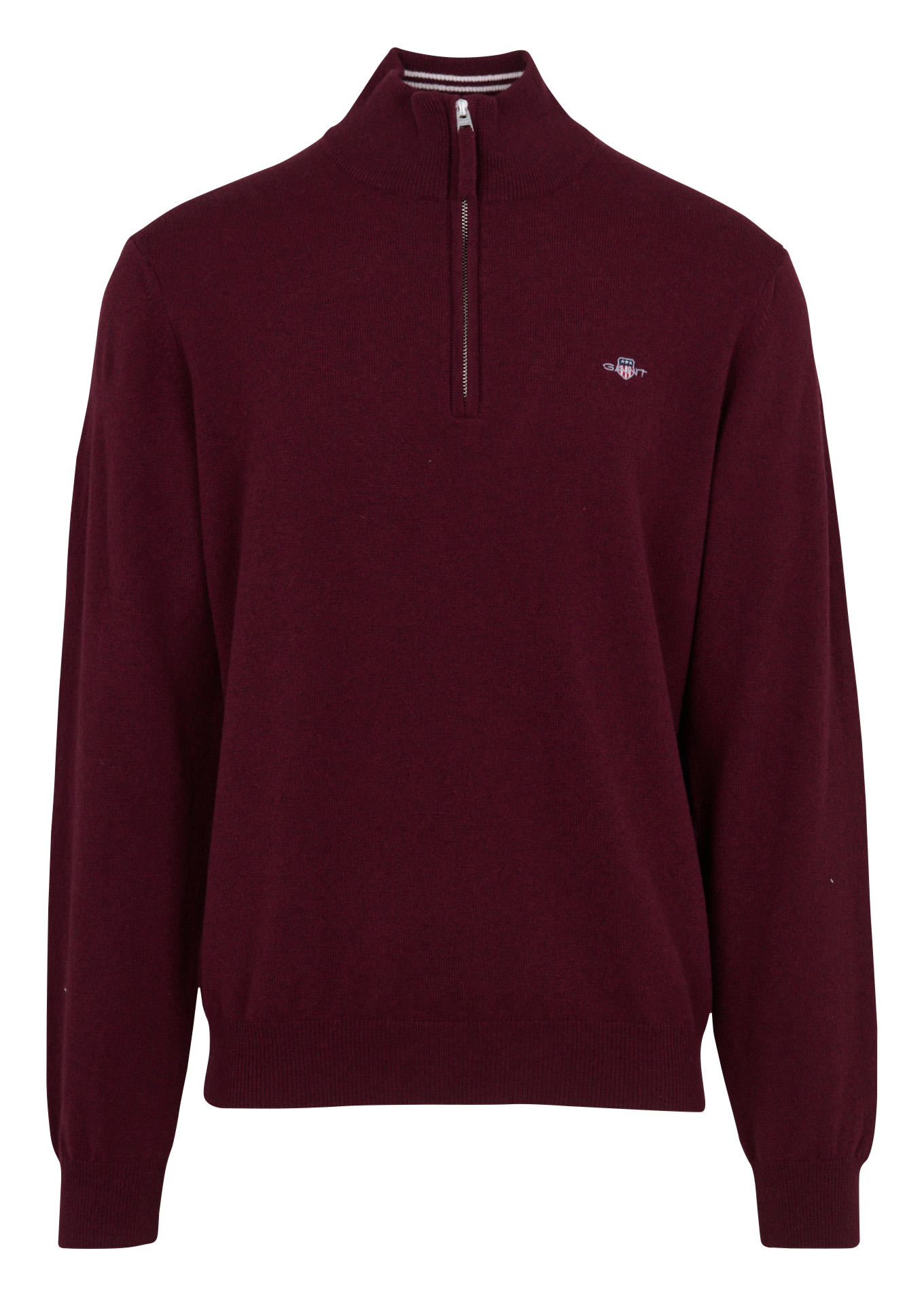 Pull droit col montant zippé en laine GANT Rouge
