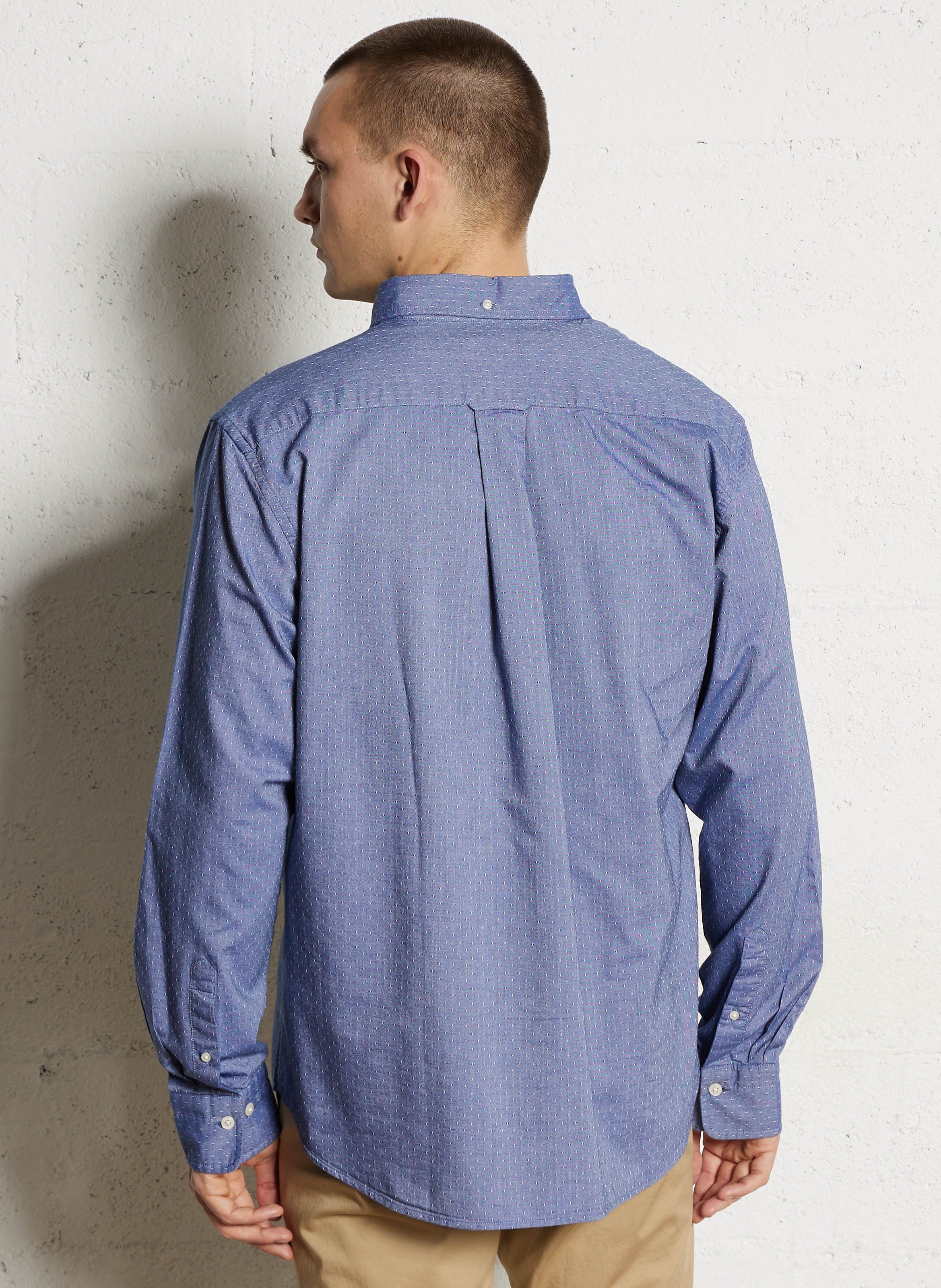 Regular embroidered cotton shirt GANT Blue