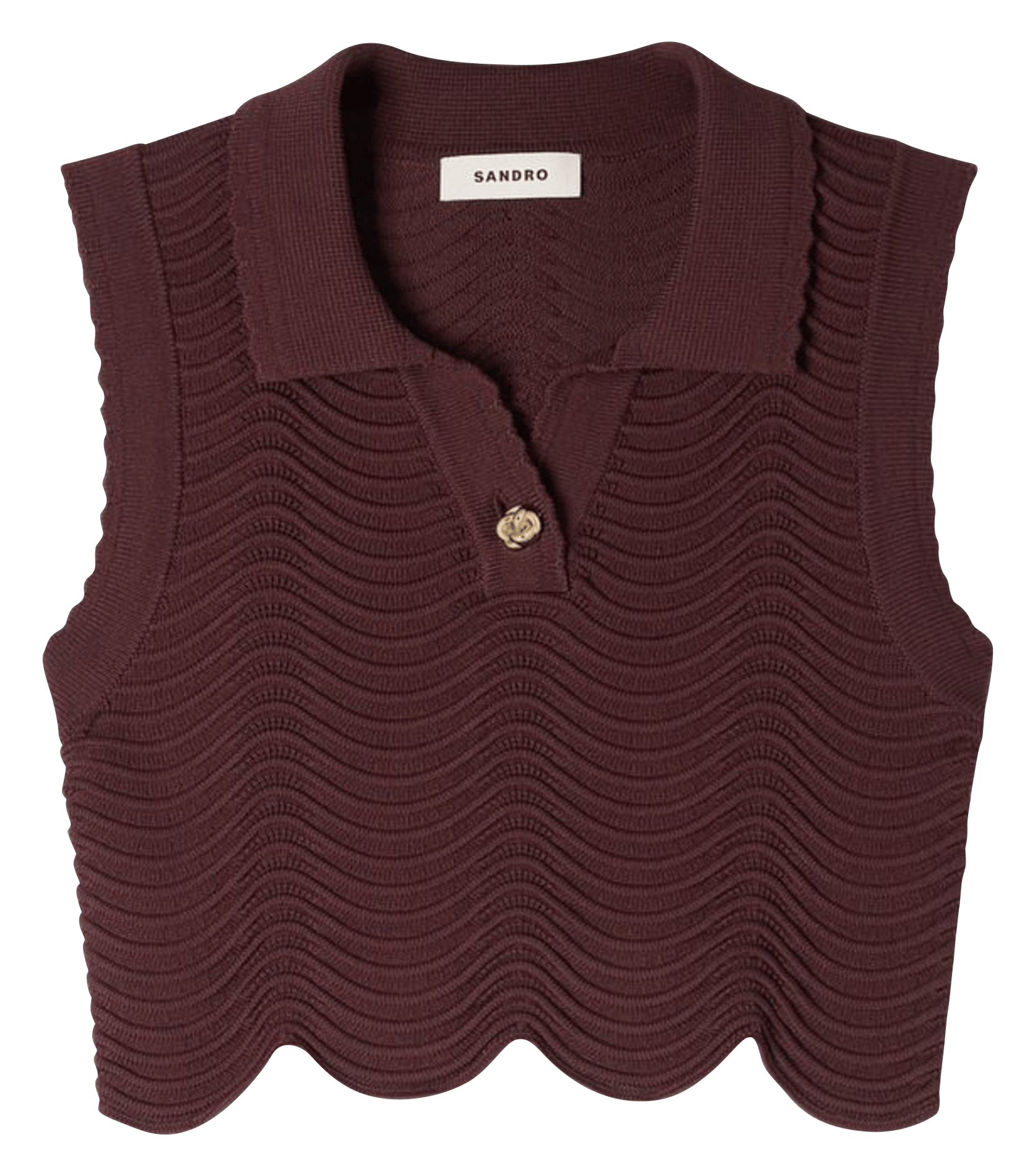 Cropped figure-hugging knit top SANDRO Brown