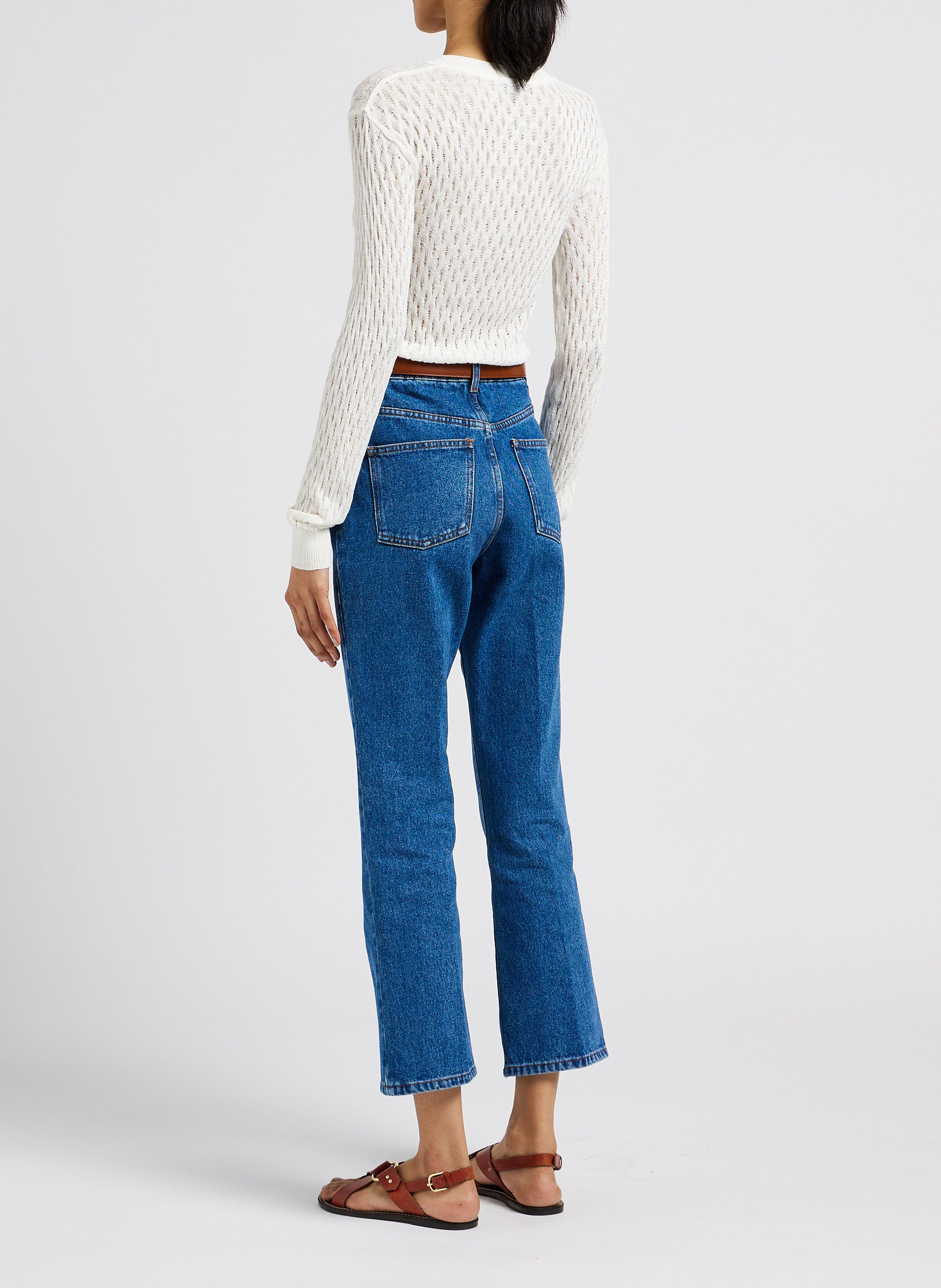 Round-neck openwork knit top MAX&Co. White