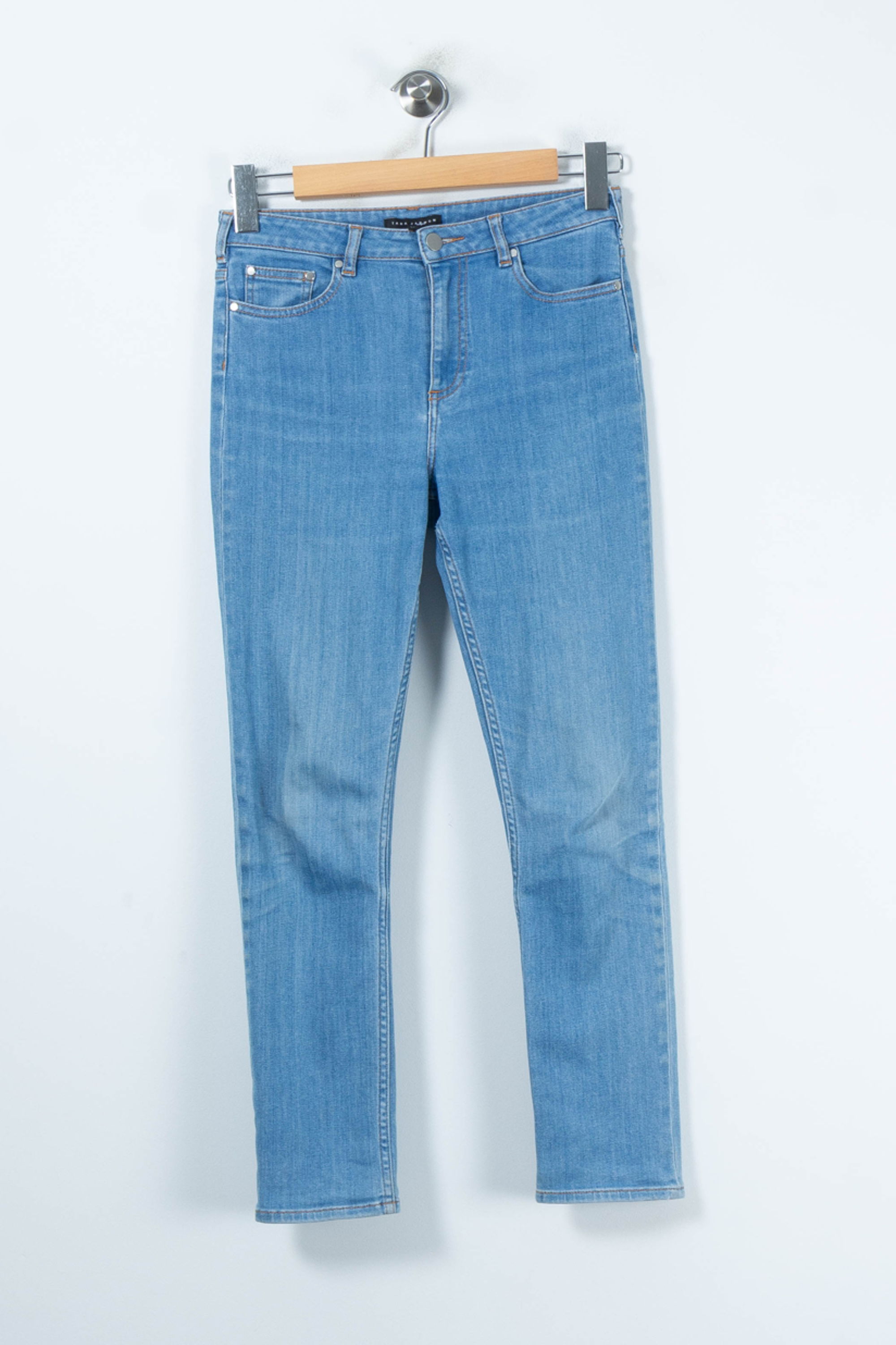 Cropped slim jeans with studs TARA JARMON - Seconde Main Blue