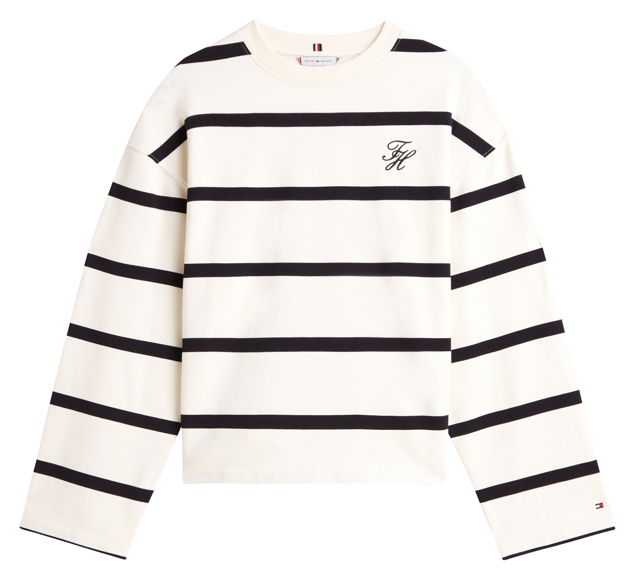 Oversized striped cotton sweatshirt TOMMY HILFIGER Beige