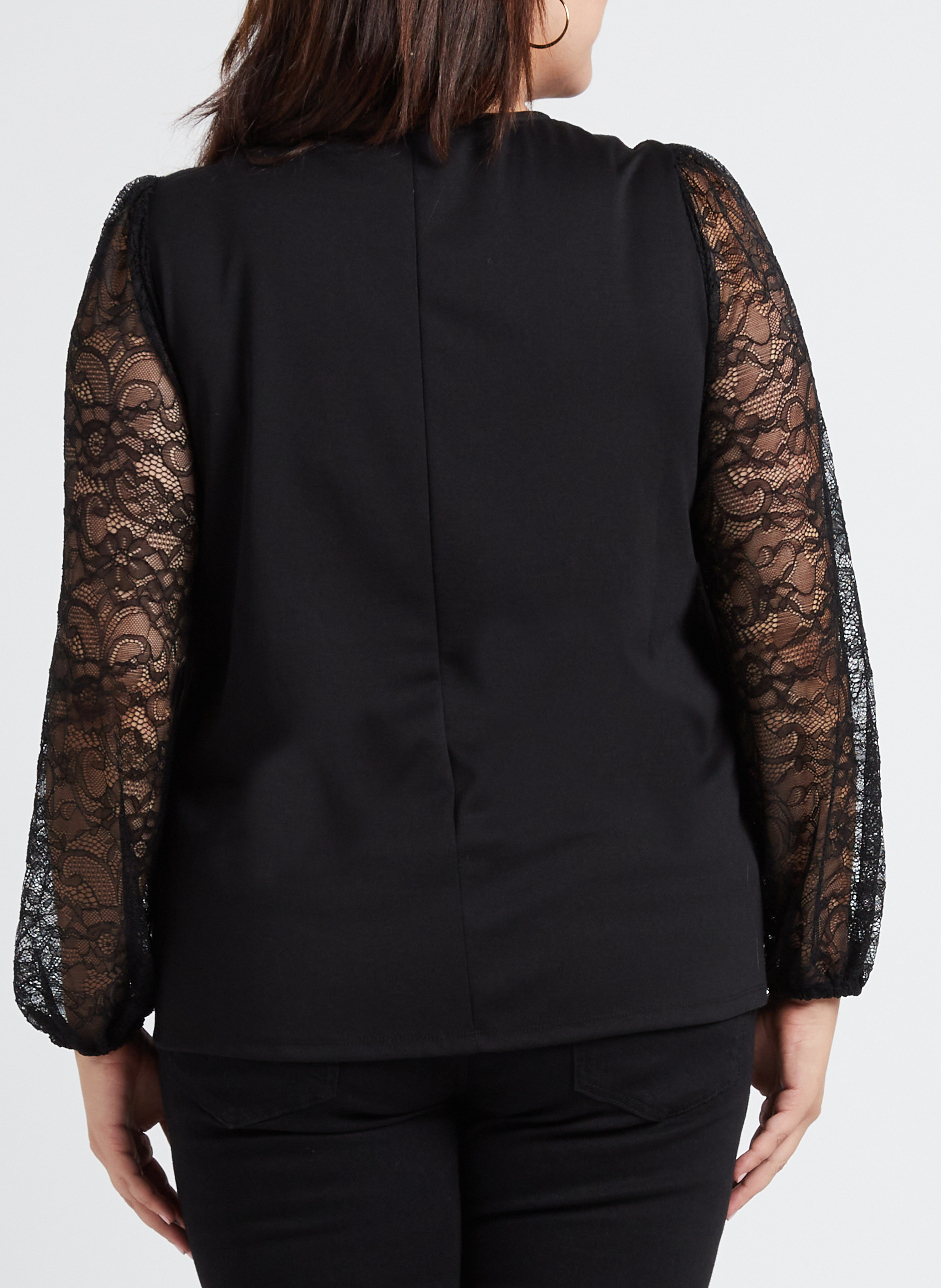 Kanten top met ronde hals EVOKED Zwart