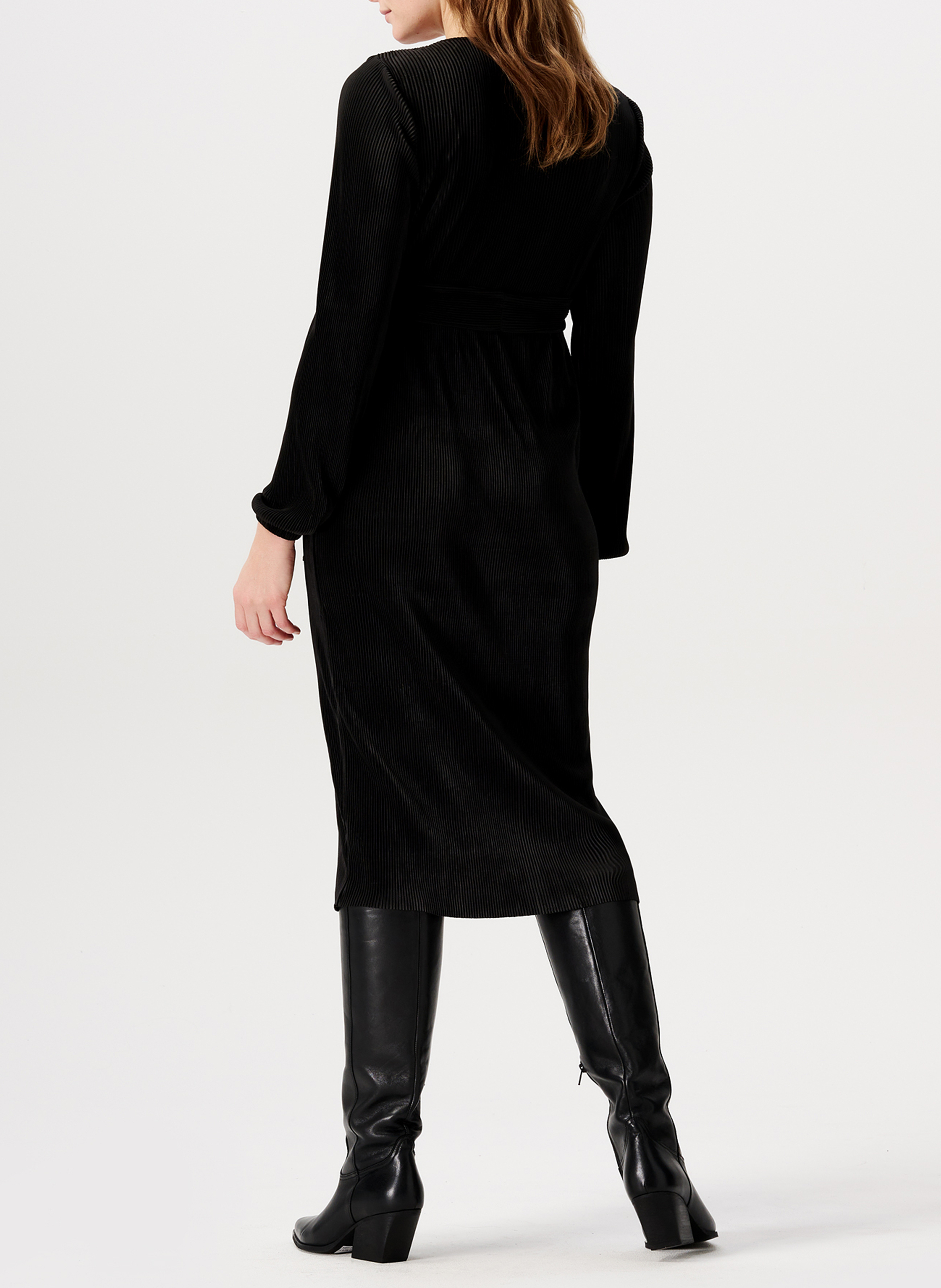 Robe midi de grossesse plissée  NOPPIES Noir