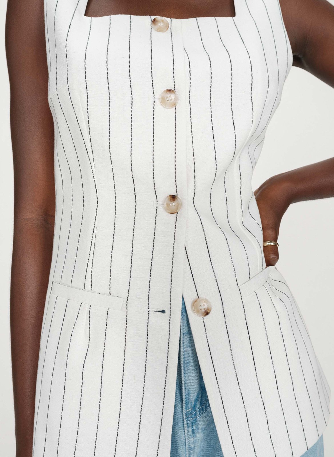 Top tailleur sans manches boutonné GRACE ET MILA Blanc