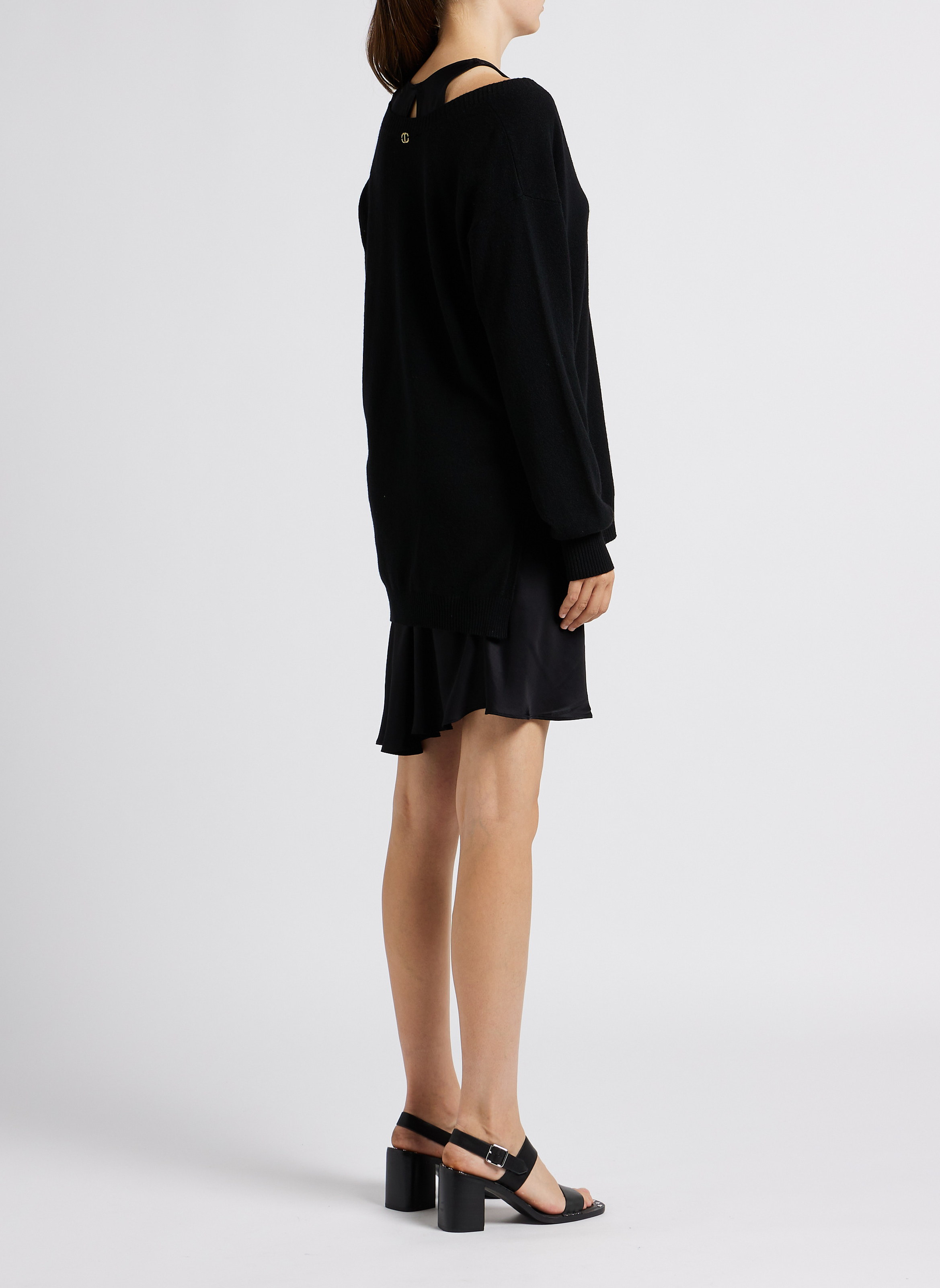 V-neck sweater dress with slip TWINSET Black