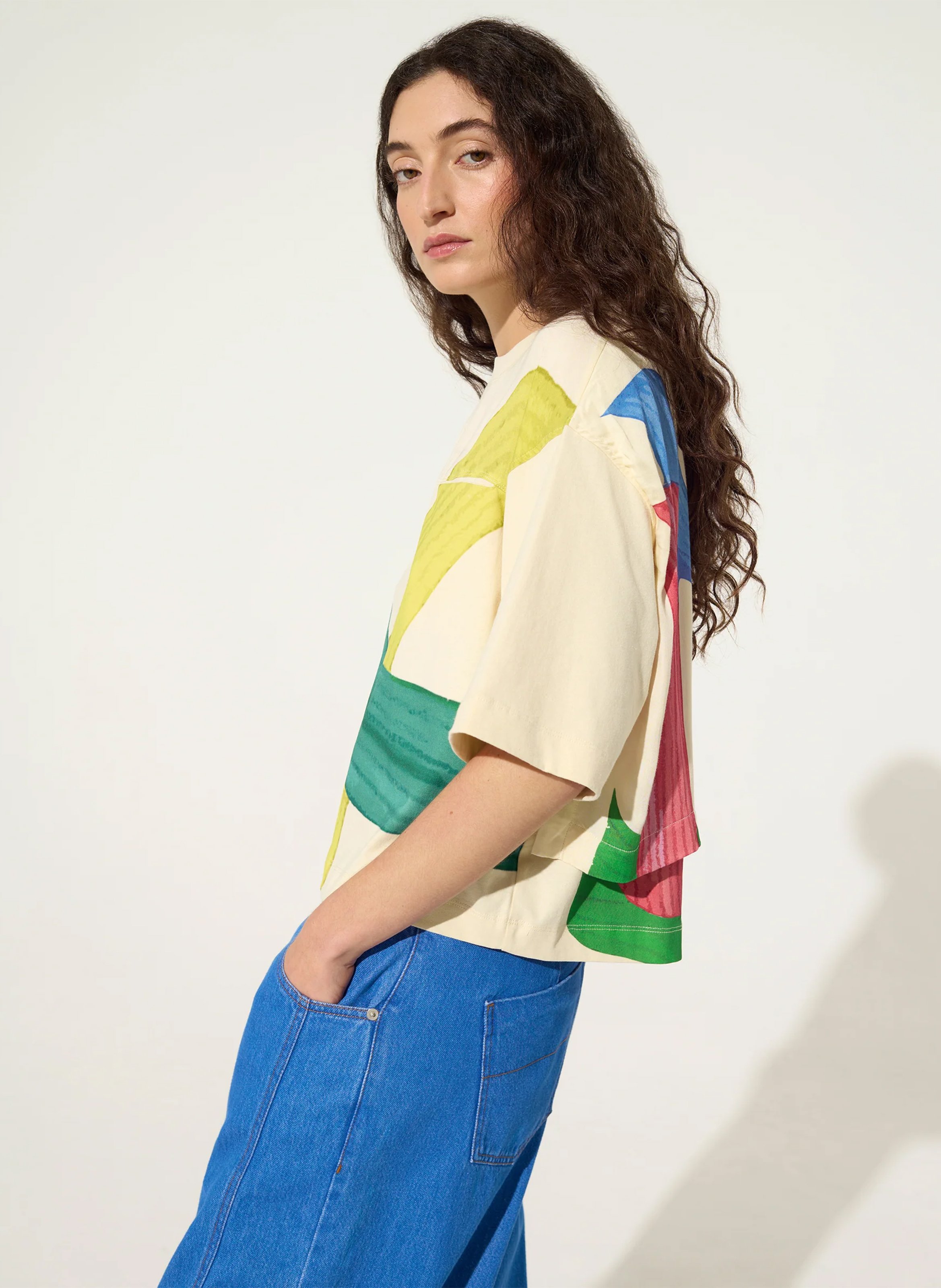 Tee-shirt imprimé en coton bio ACOTE Blanc