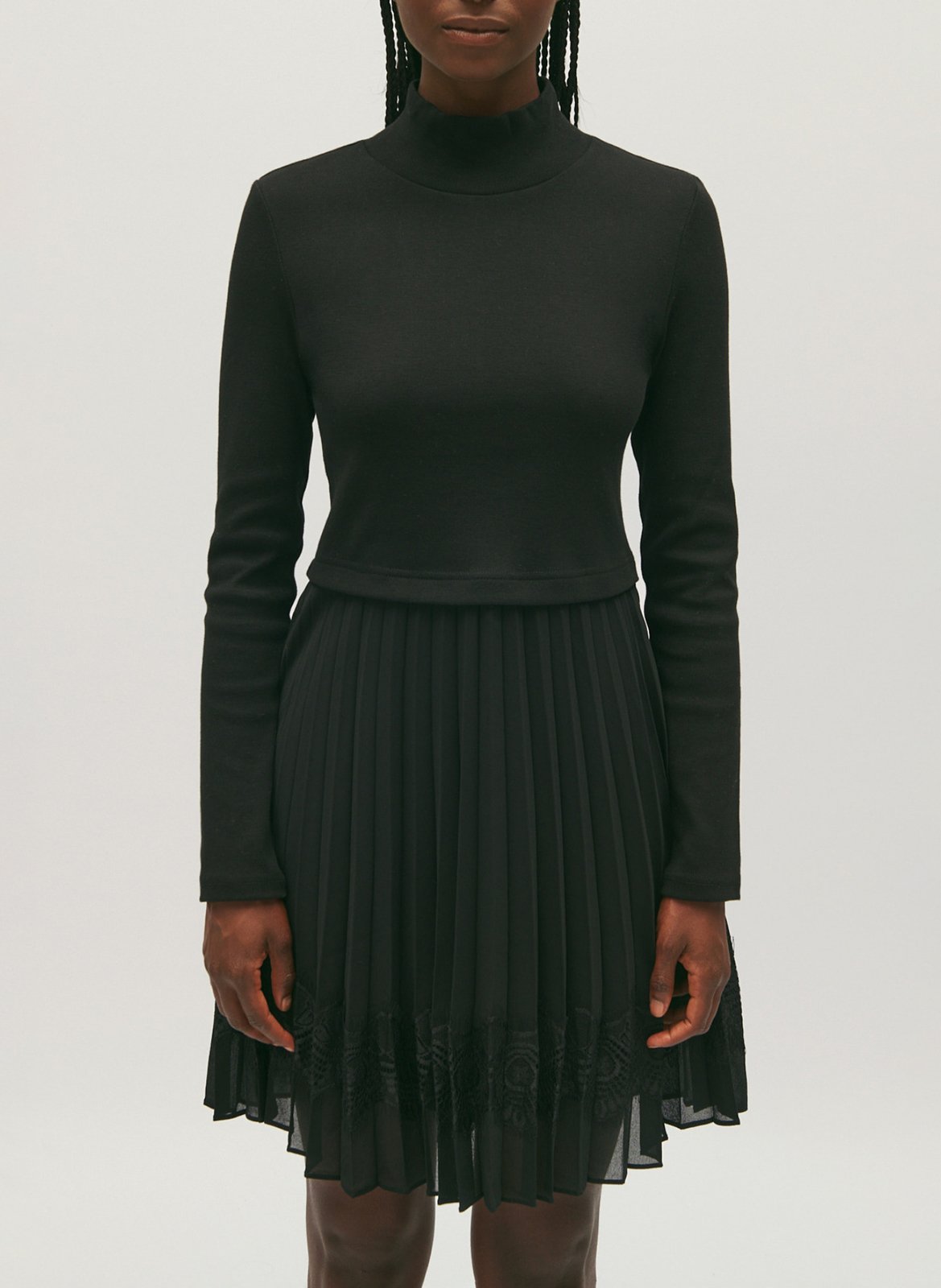 Robe courte col montant plissée CLAUDIE PIERLOT Noir