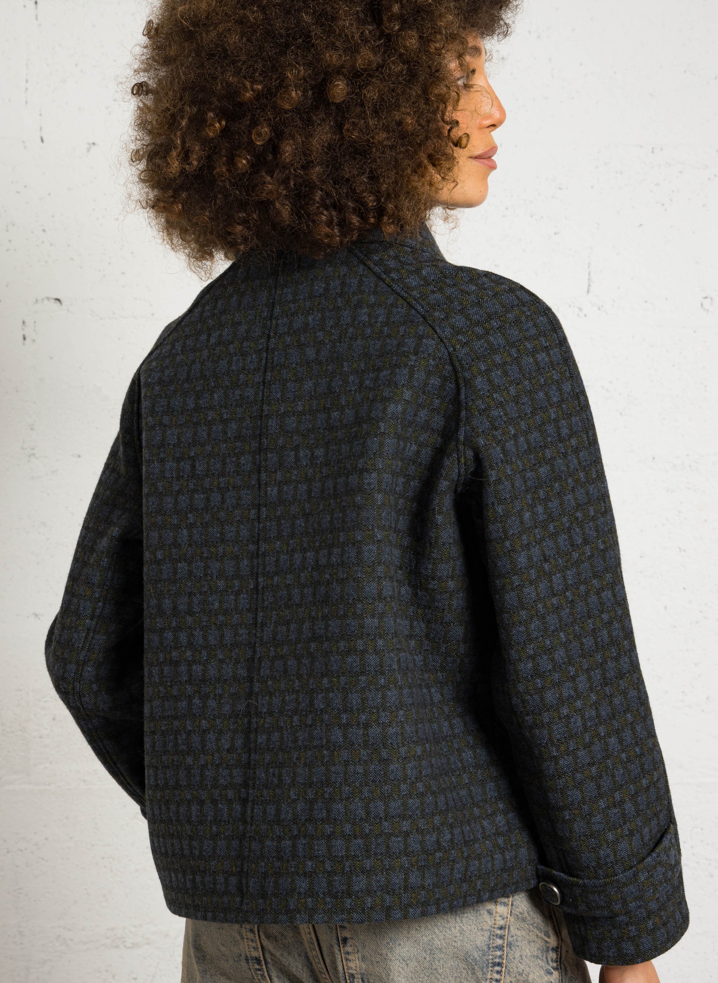 Gerade geschnittene Jacke aus Wollmix mit klassischem Kragen BERENICE Blau