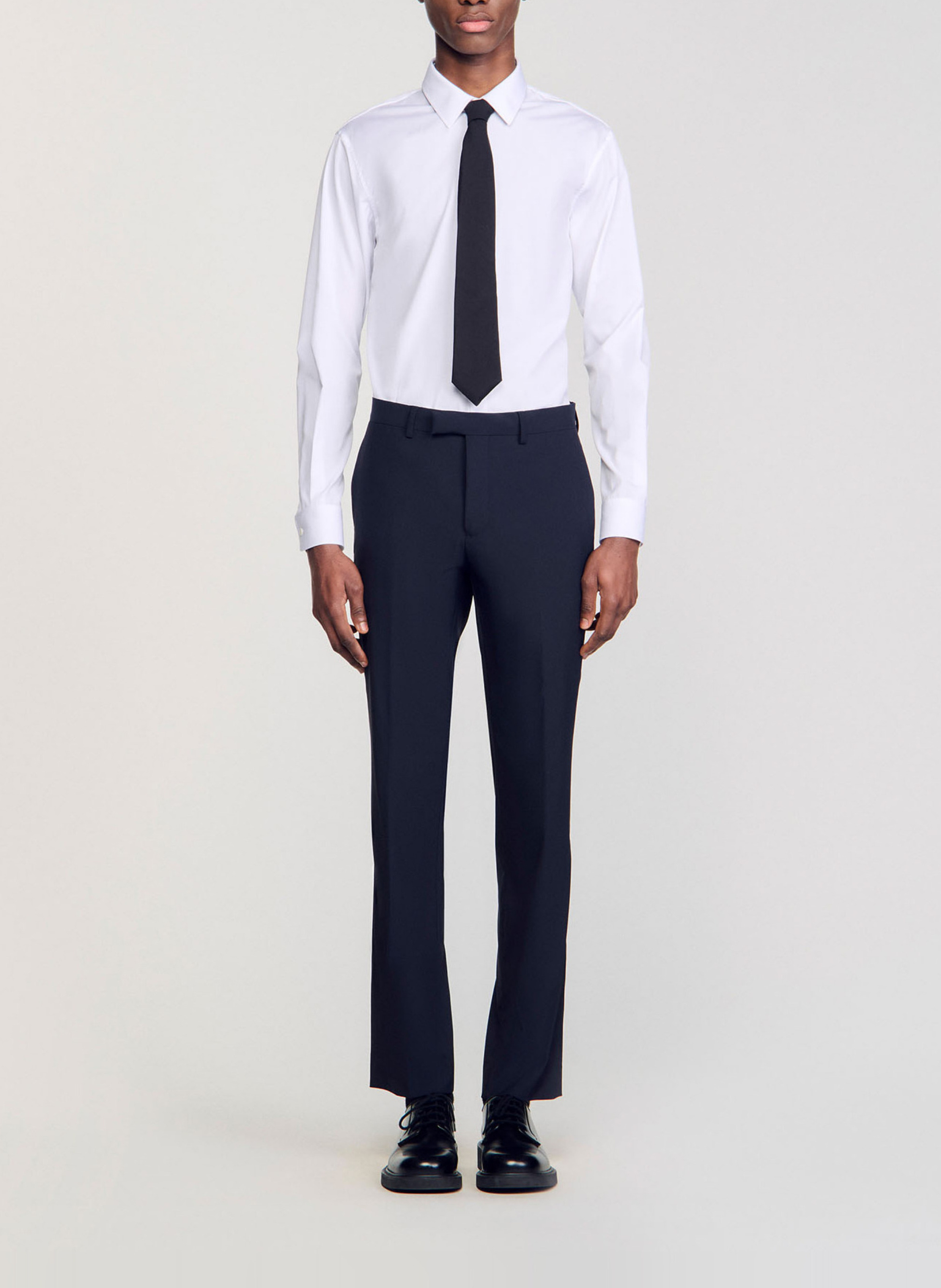 Pantalon de costume en laine mélangée SANDRO Bleu