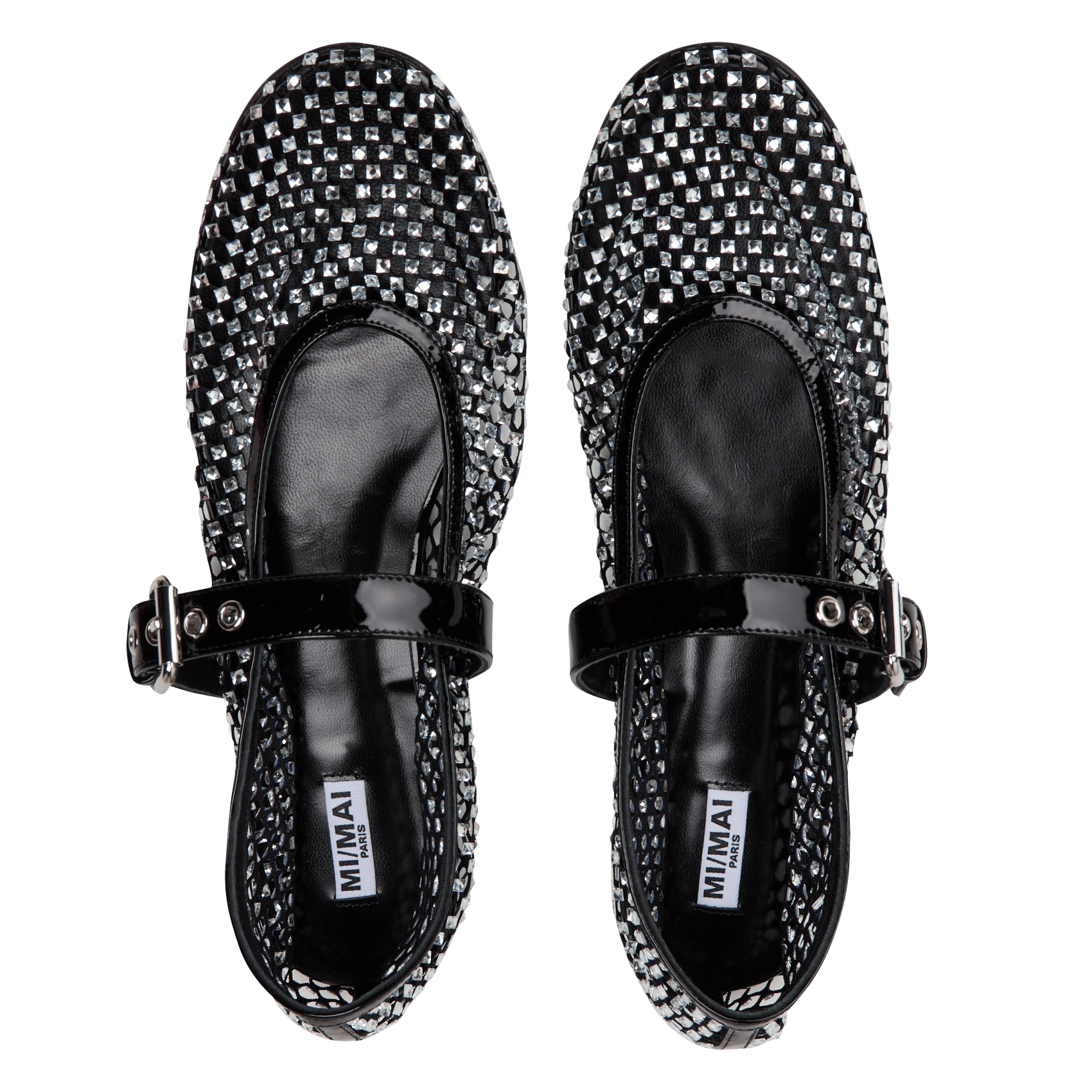 Ballet flats with patent strap and rhinestones MI/MAI White