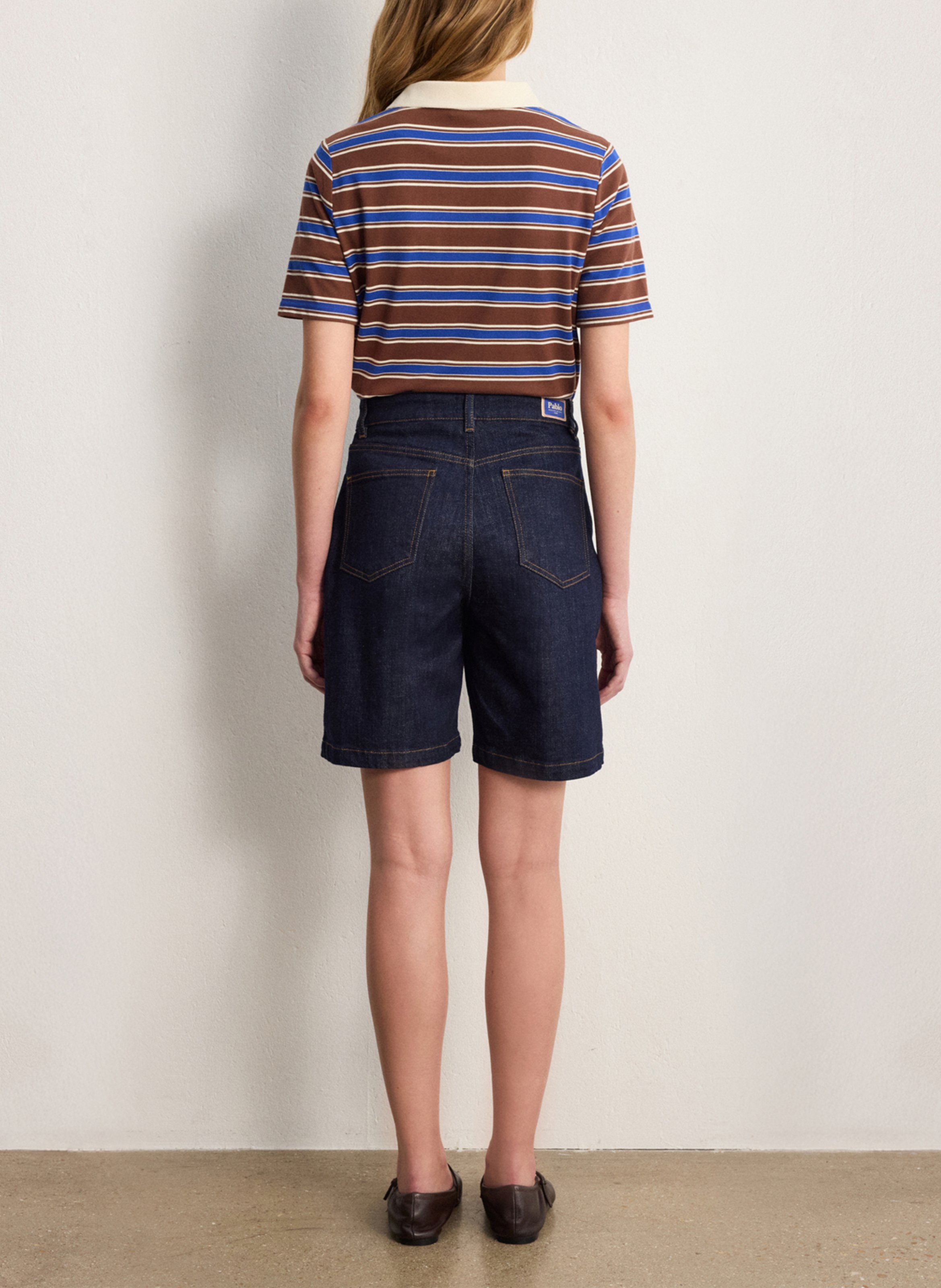 Straight-leg cotton-blend Bermuda shorts PABLO Blue