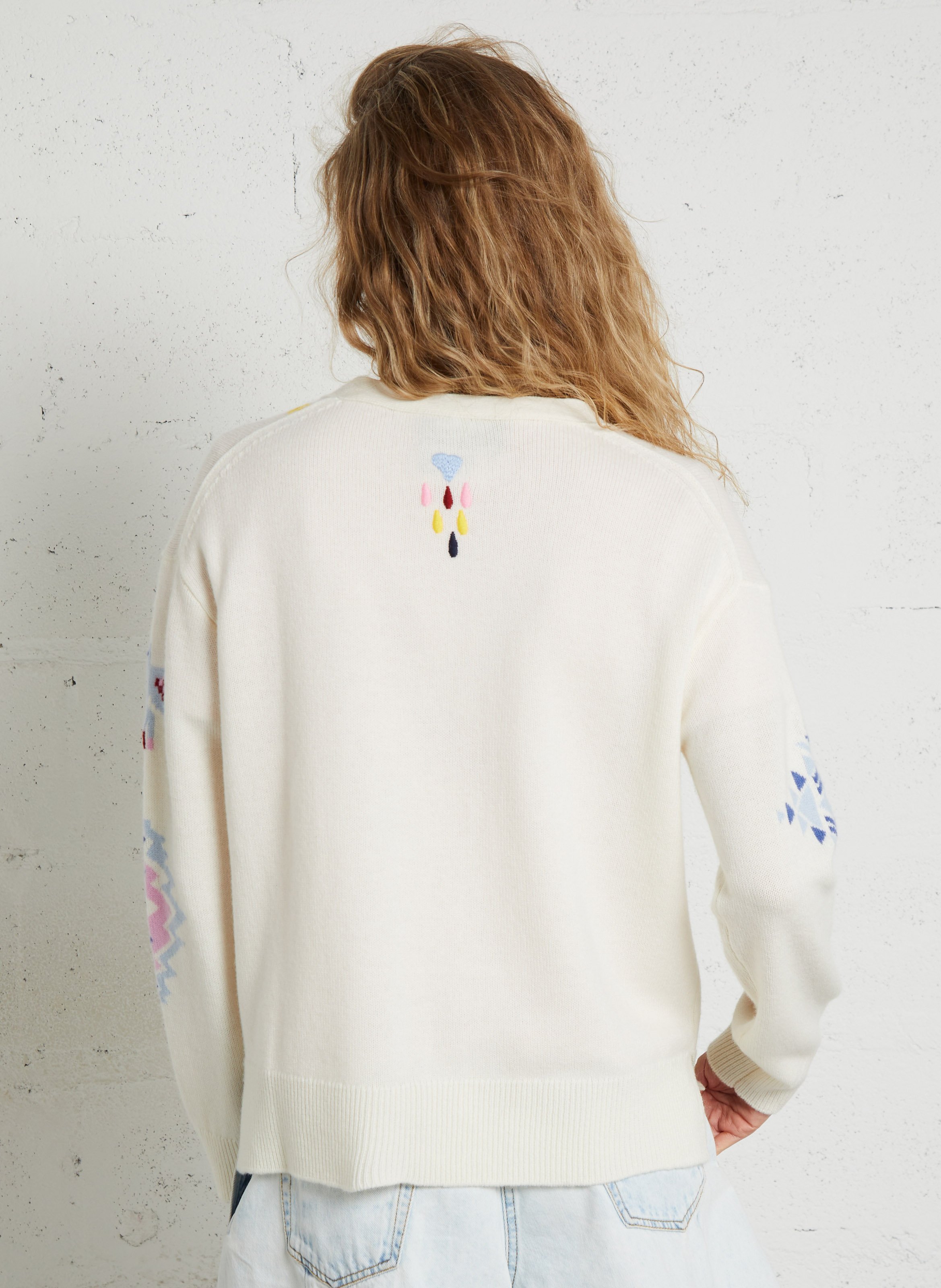 Oversized V-hals cardigan van wol BERENICE Wit