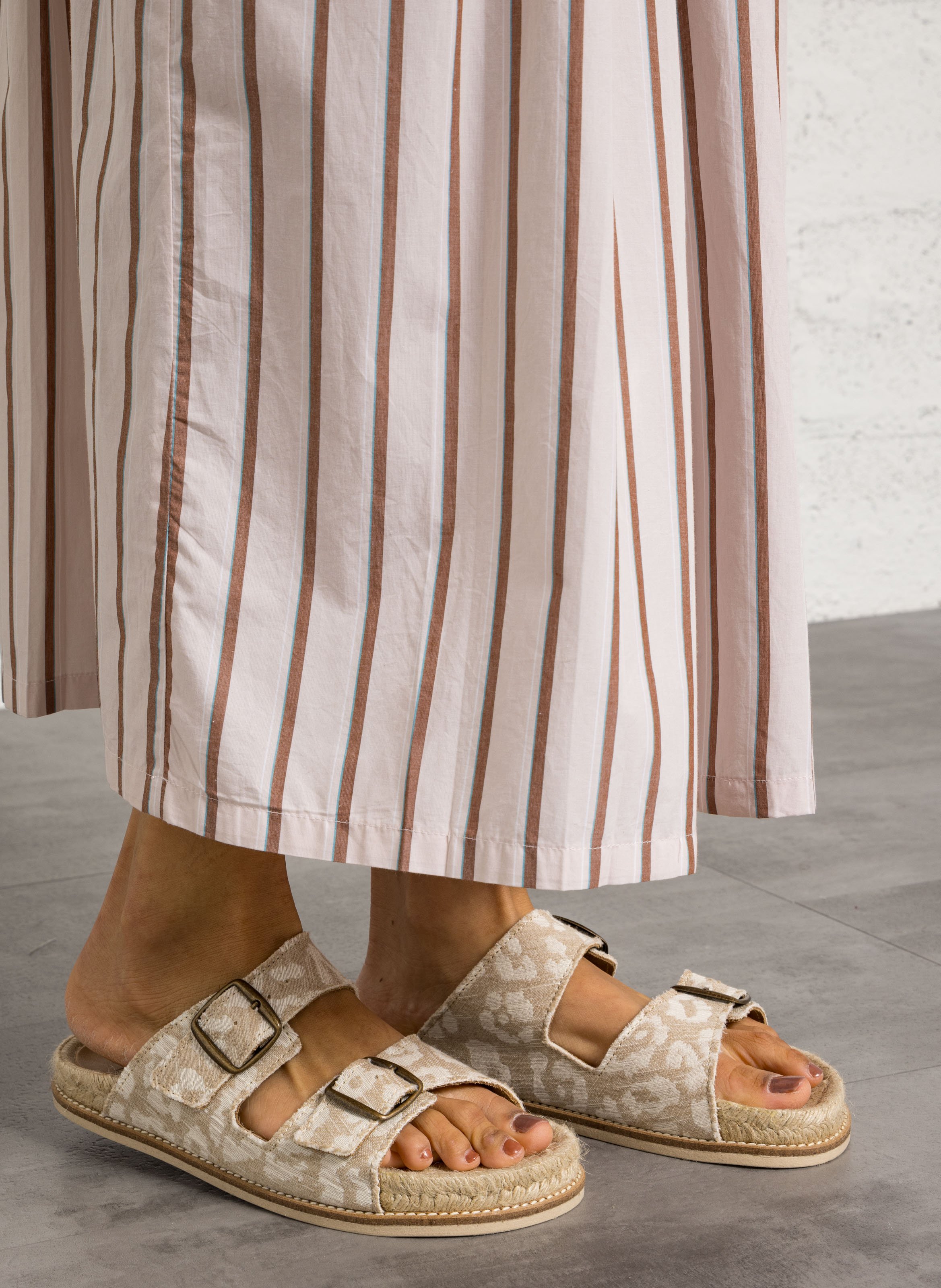 Leopard print flat leather sandals BOSABO Beige