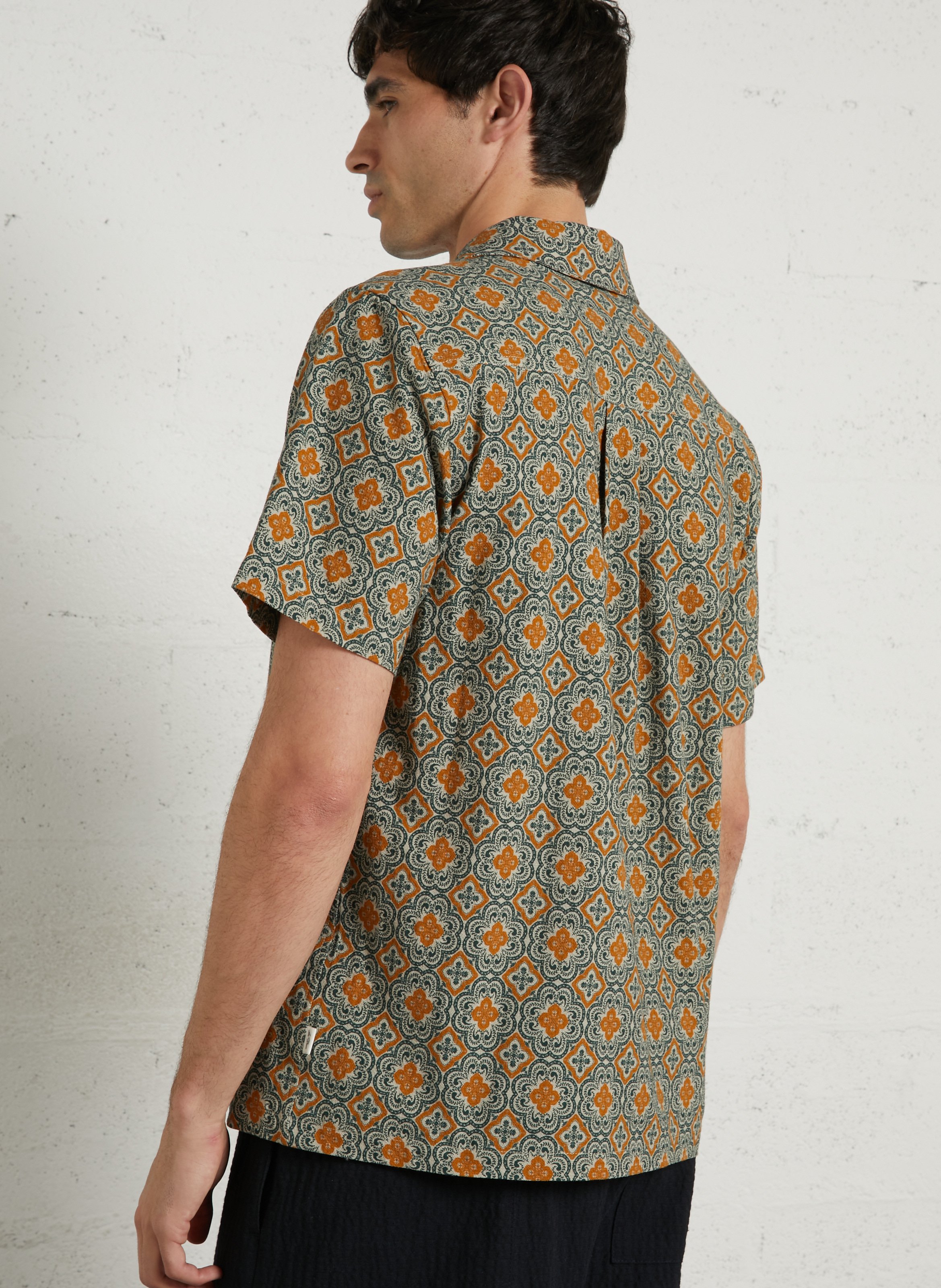 Camicia ampia stampata in cotone biologico LES DEUX Verde