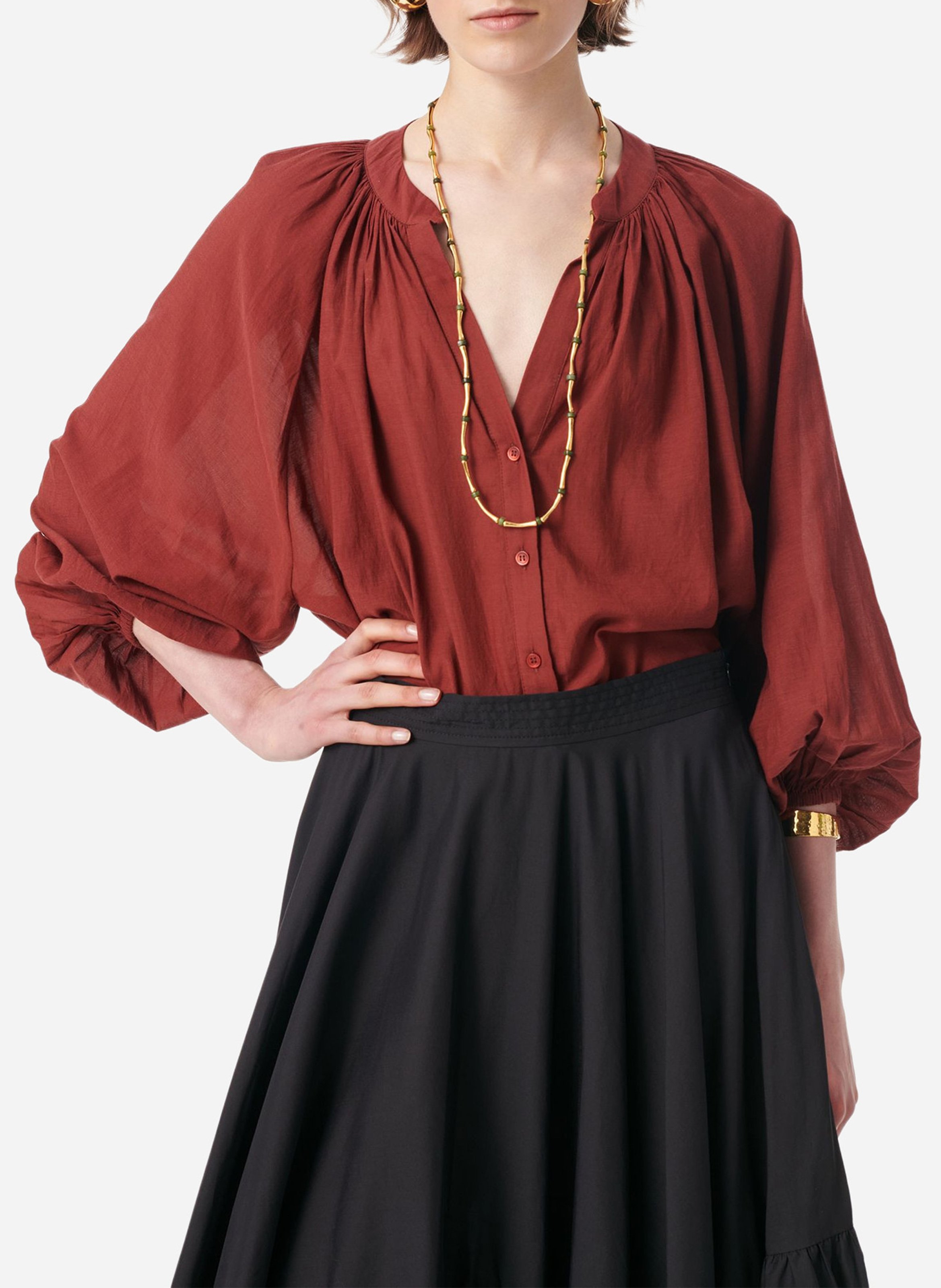 Blusa oversize in misto cotone VANESSA BRUNO Rosso
