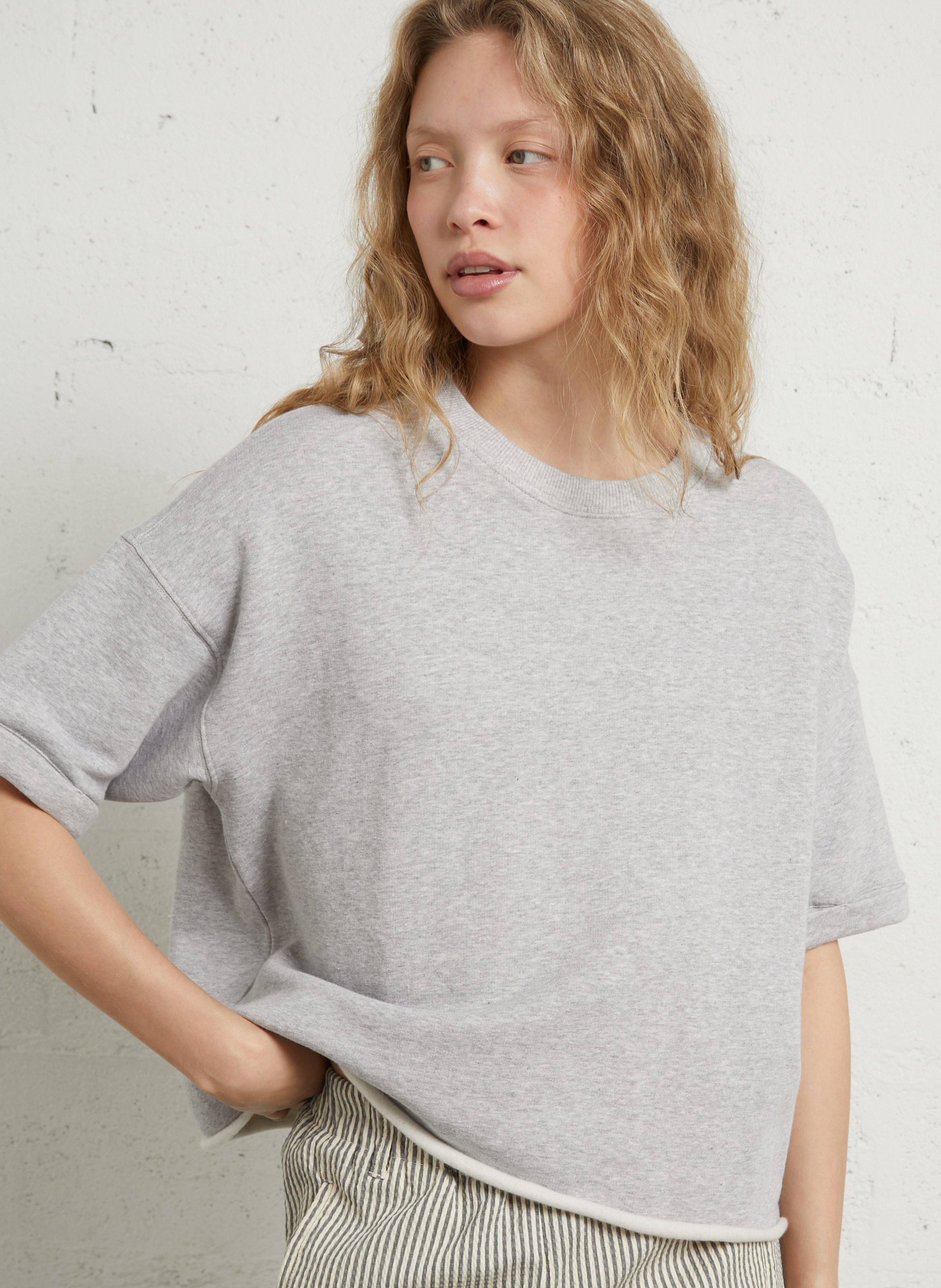 Oversized cotton-blend sweatshirt with round neck HOD PARIS Grey
