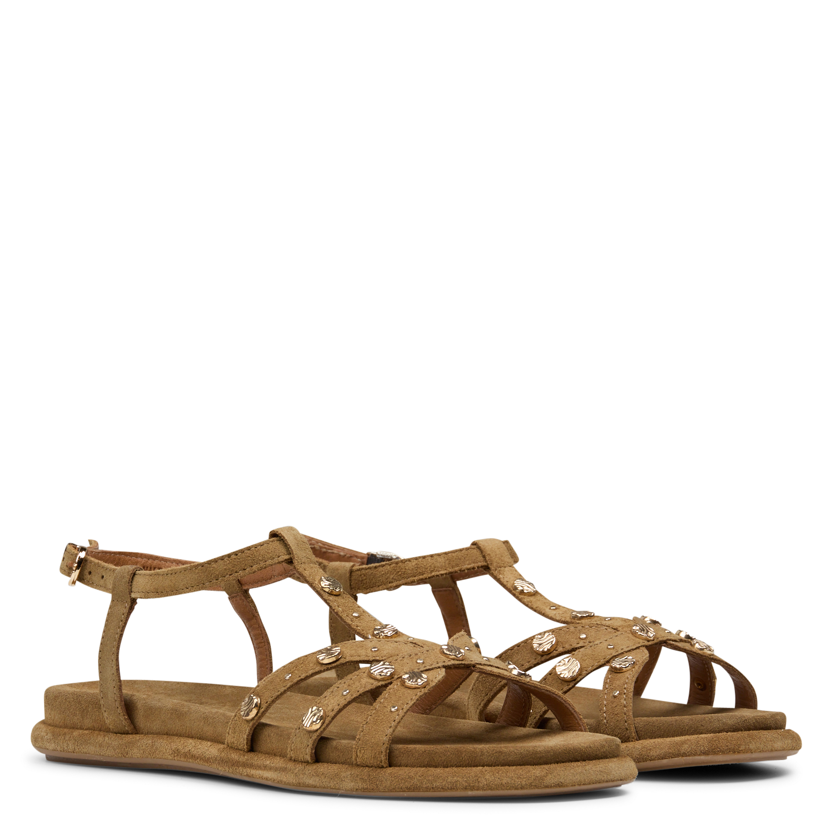 Sandalias planas de piel aterciopelada MELLOW YELLOW Verde