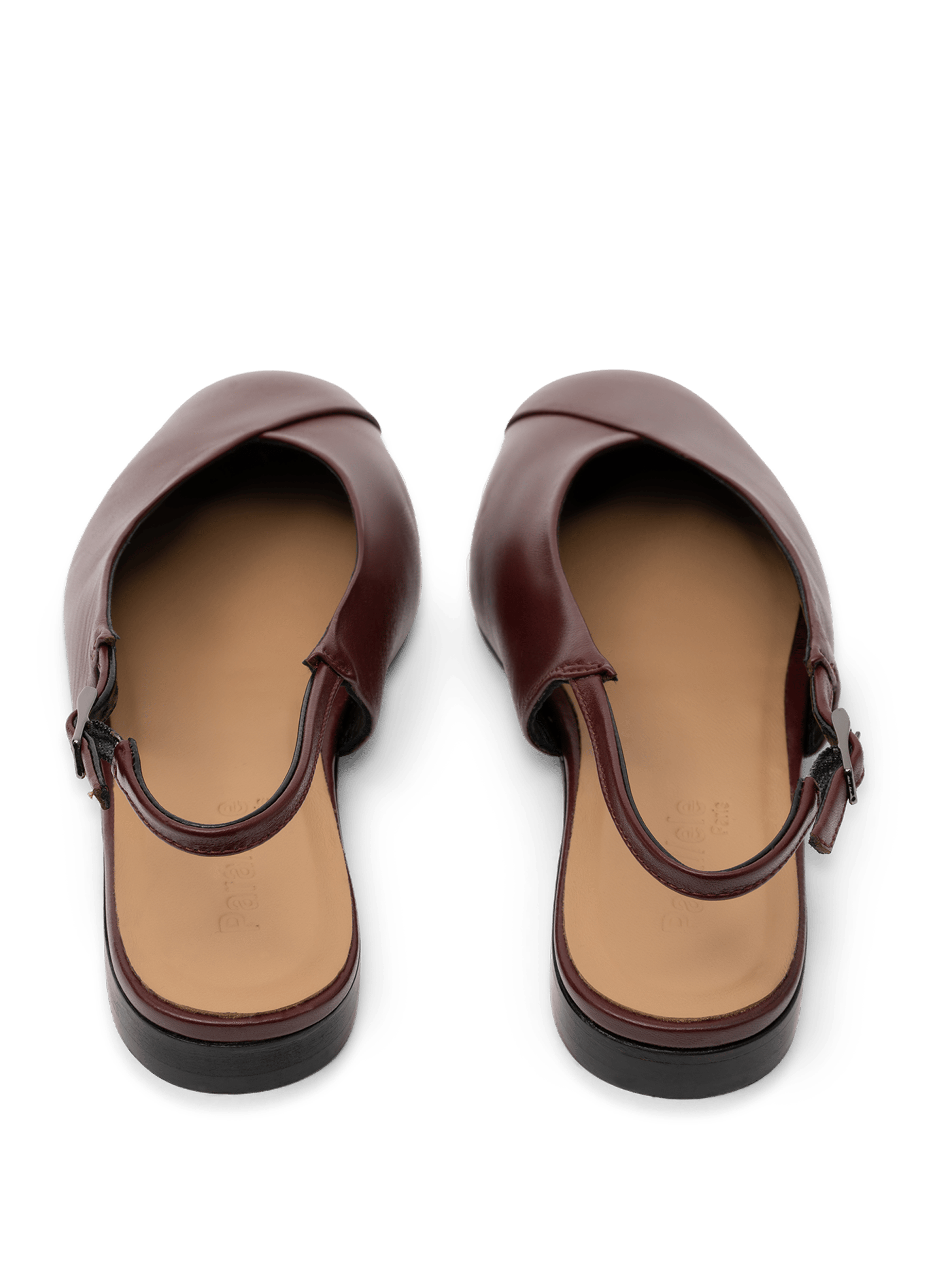 Burgundy nappa leather ballet flats PARALLELE PARIS Red