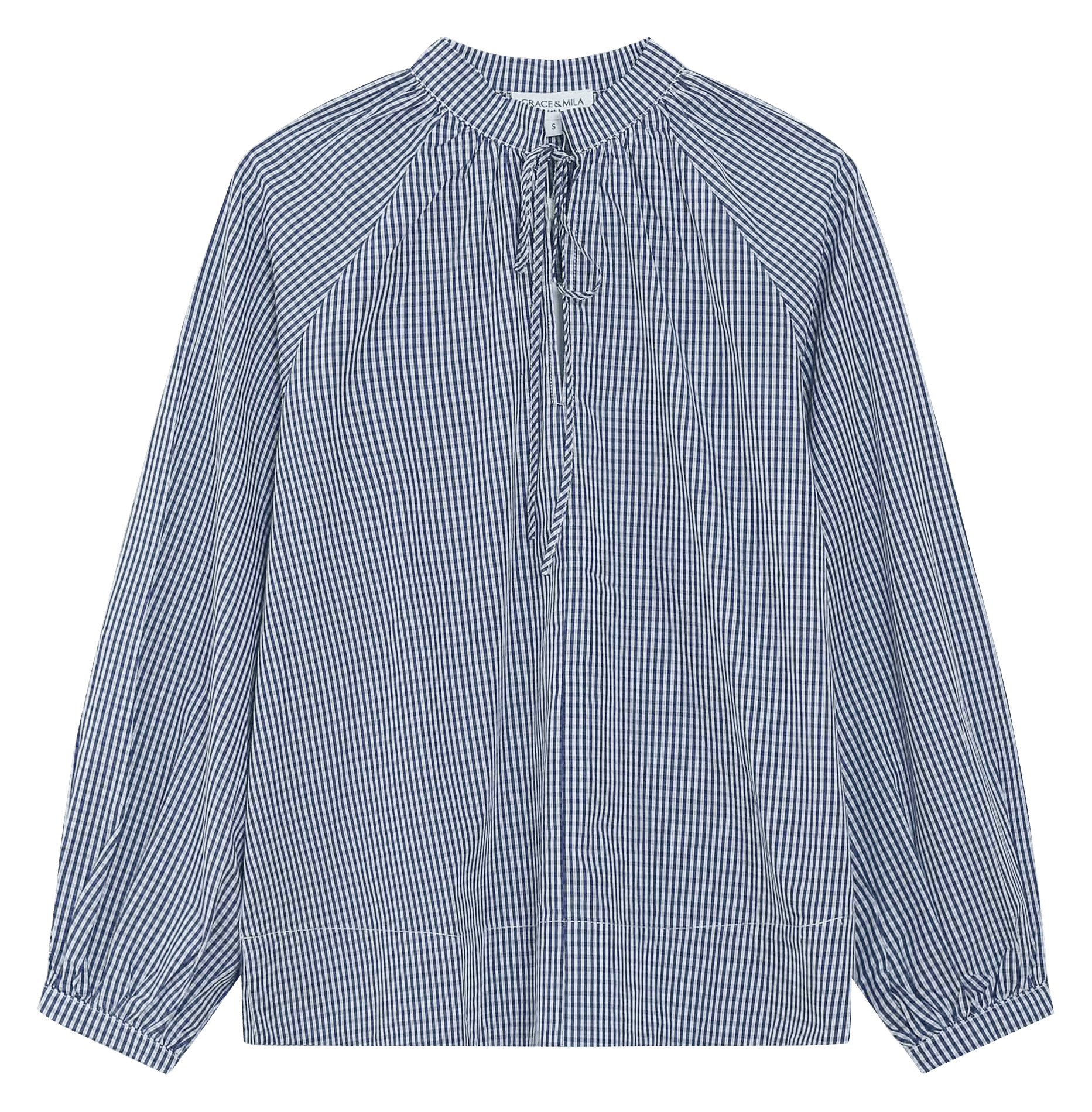 Blouse droite col rond en coton imprimé GRACE ET MILA Bleu