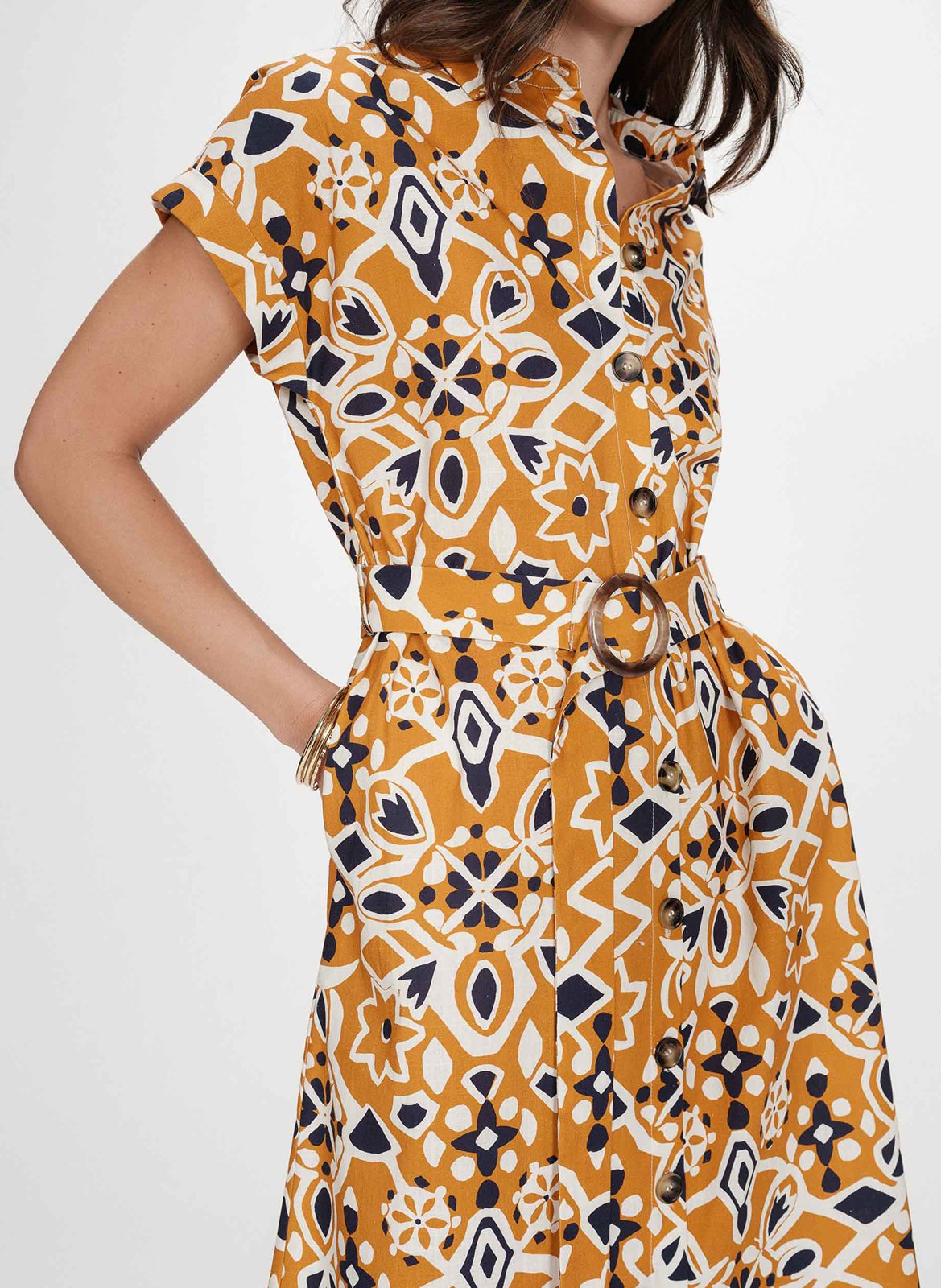 Jurk met uitlopende snit en print GRACE ET MILA Oranje