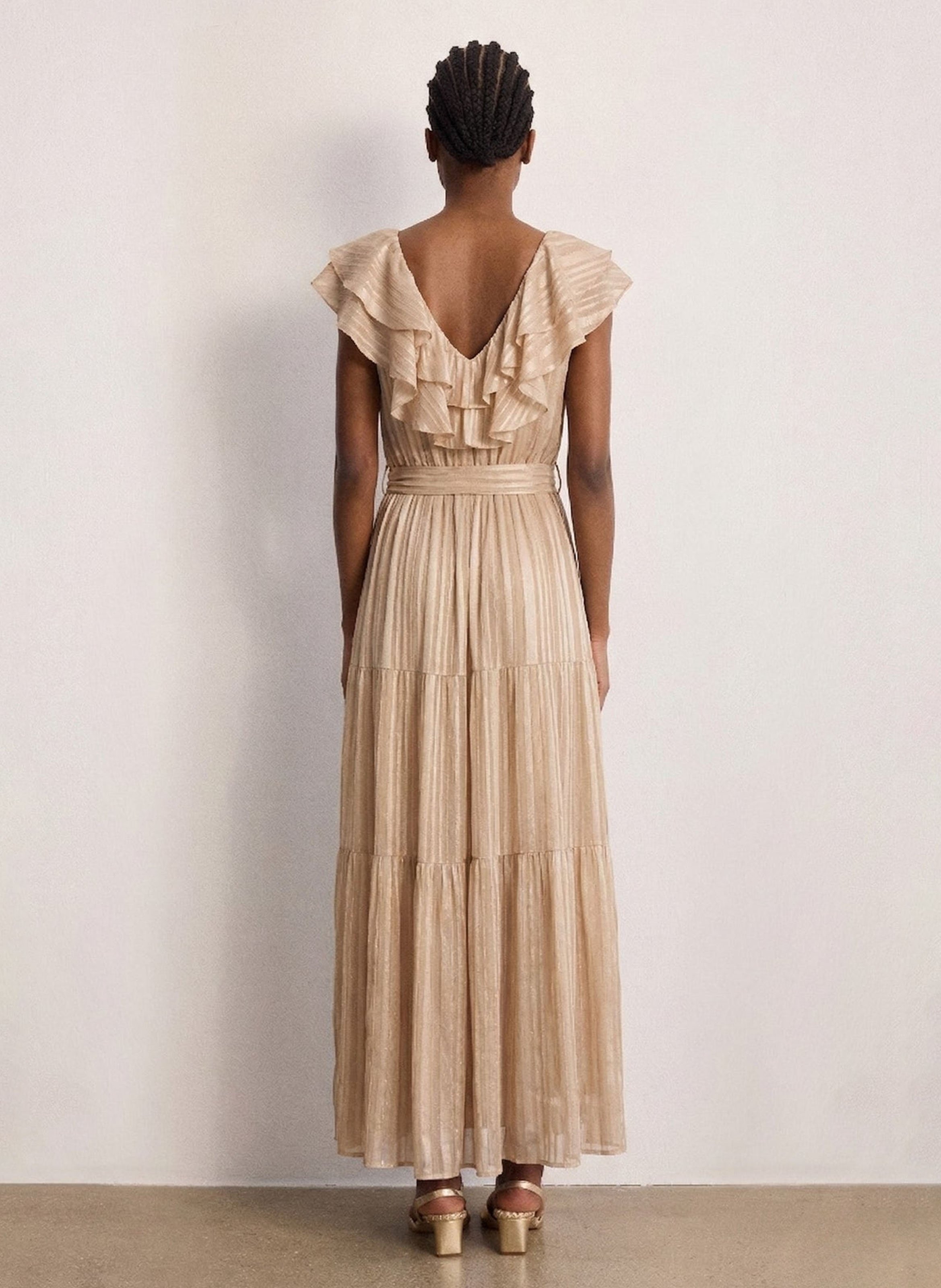 Striped ruffled maxi dress PABLO Beige