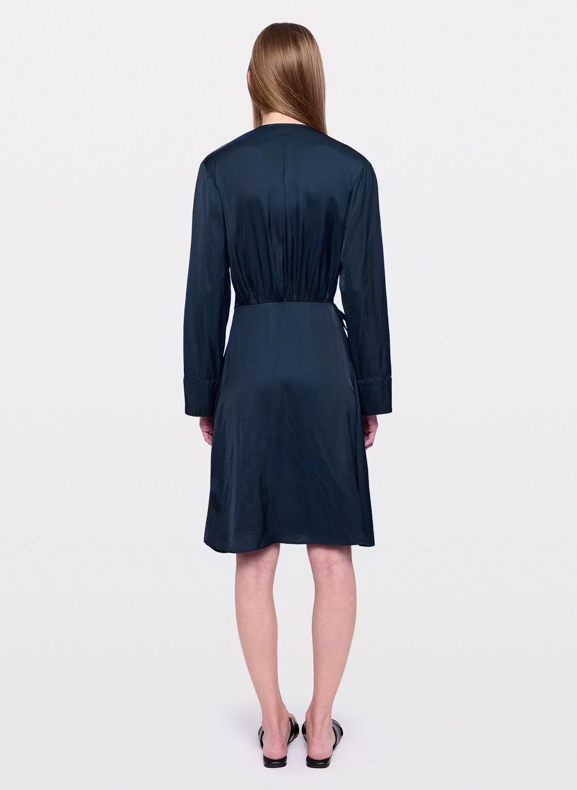 Korte, satijnachtige jurk met V-hals ZADIG&VOLTAIRE Blauw