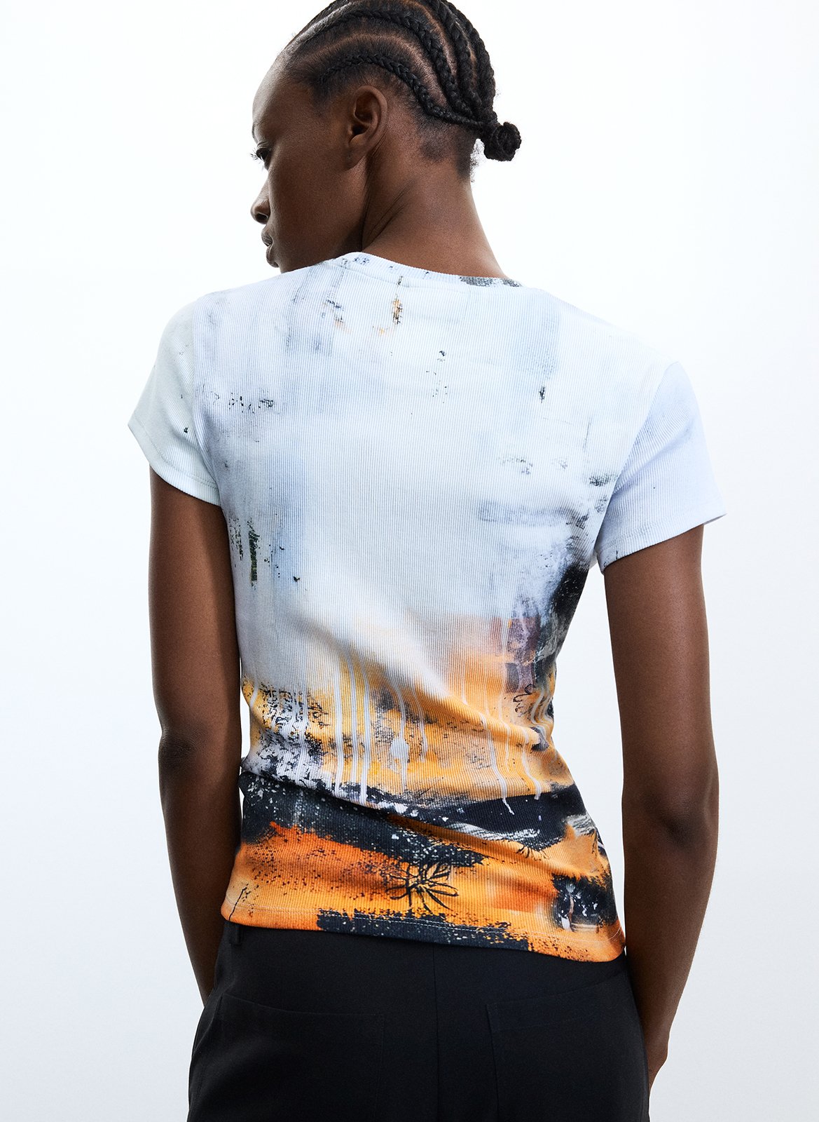 Tee-shirt col rond en coton mélangé DESIGUAL Blanc