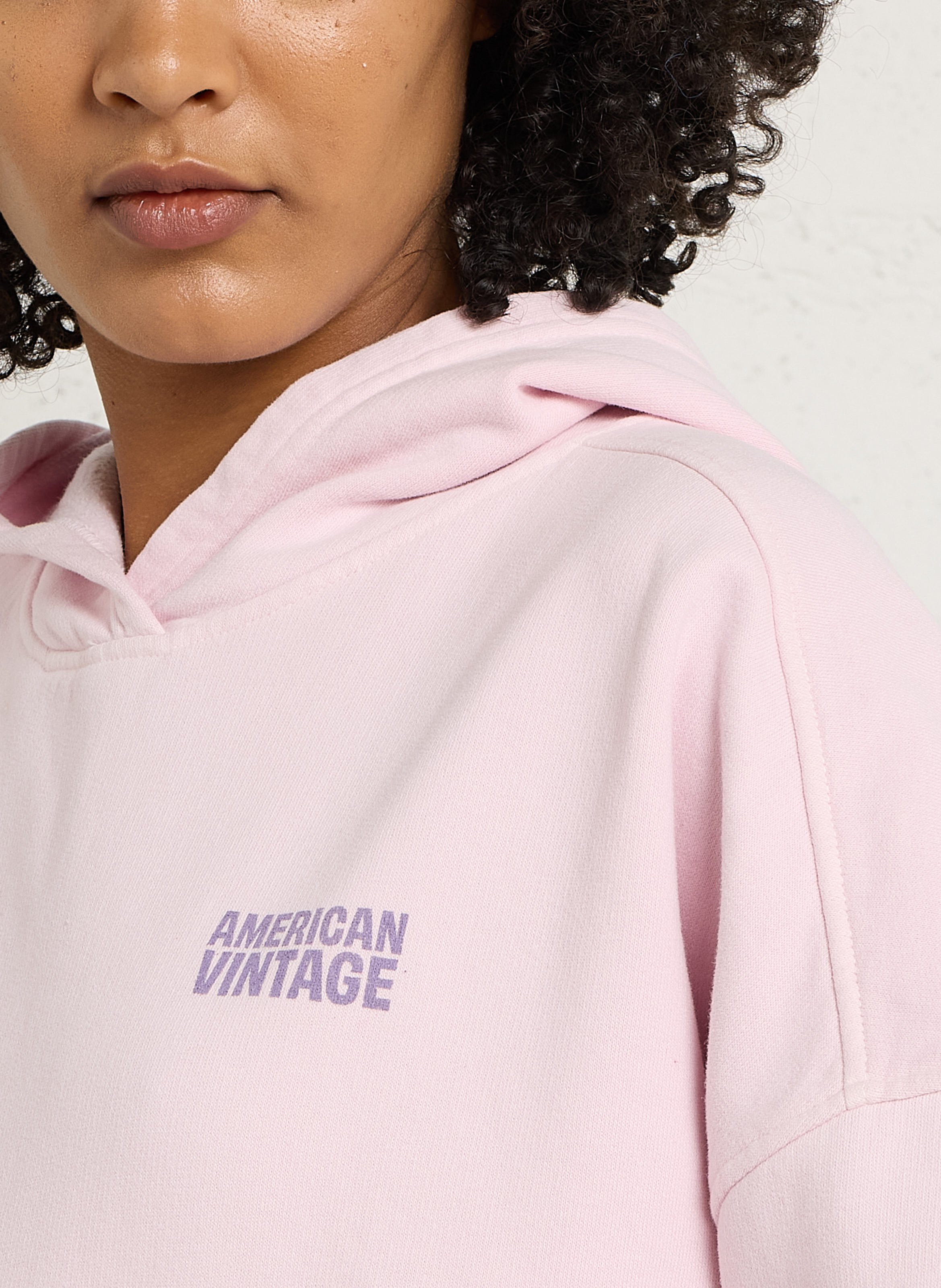 Sweat oversize à capuche en coton AMERICAN VINTAGE Rose