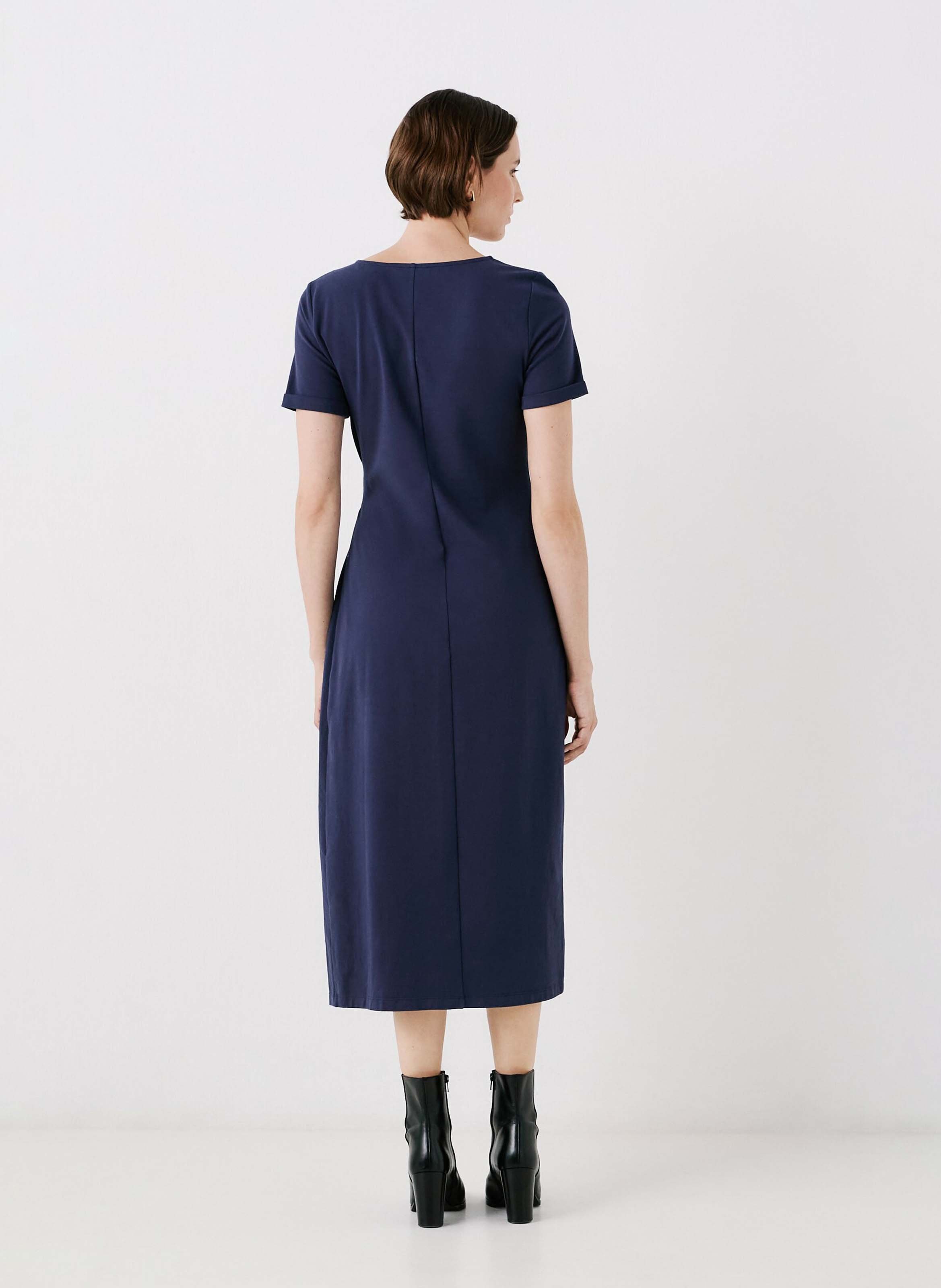 Plain belted straight dress CAROLL Blue