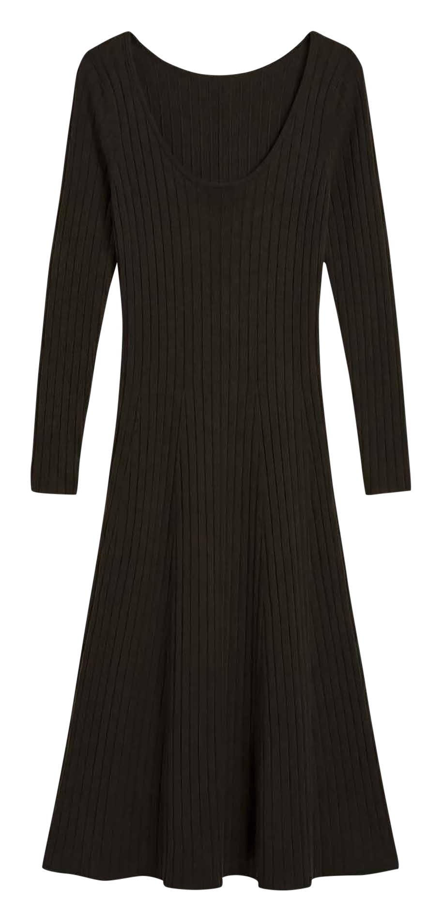 Lange jurk met open rug van effen tricot TARA JARMON Groen